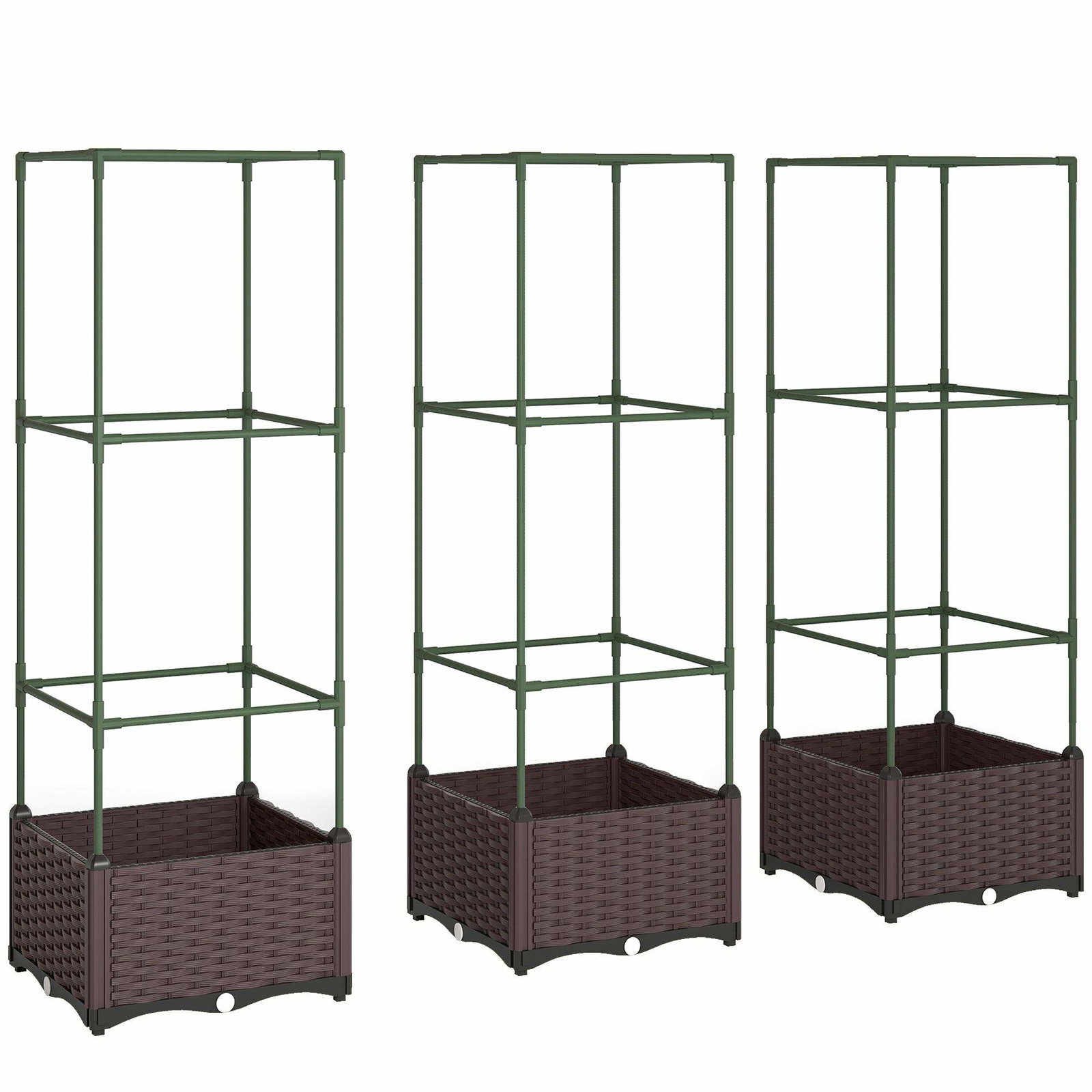 Højbedsæt med espalier, 3-pak, drænhuller