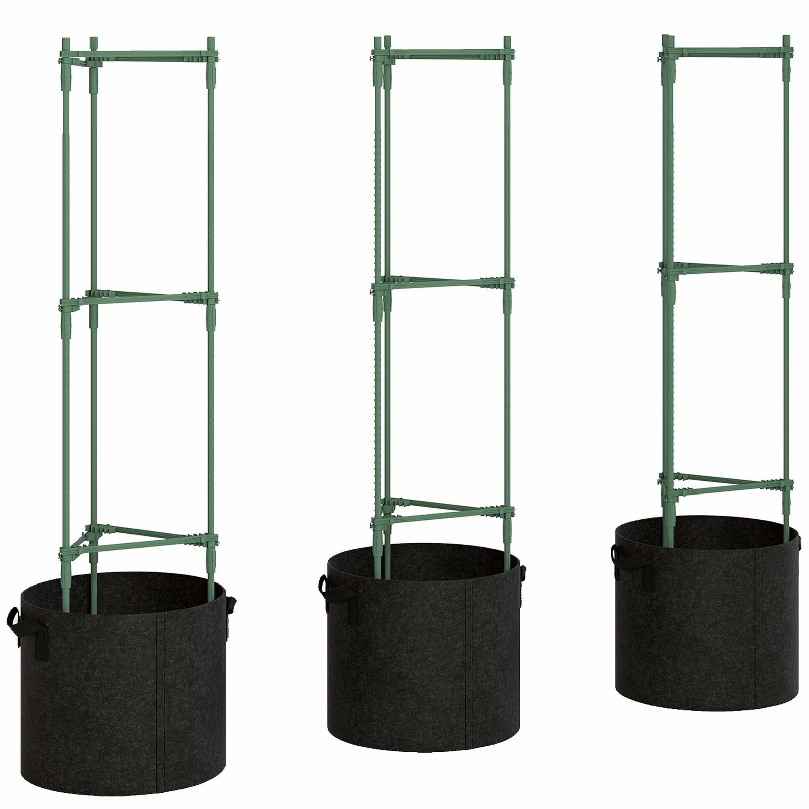 Højbedesæt med espalier – 3-pak, 83,7 l, stål
