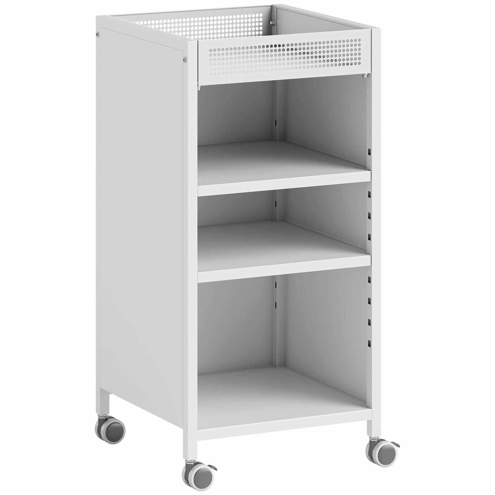 Mobil bogreol med justerbare hylder – hvid, 3-lags