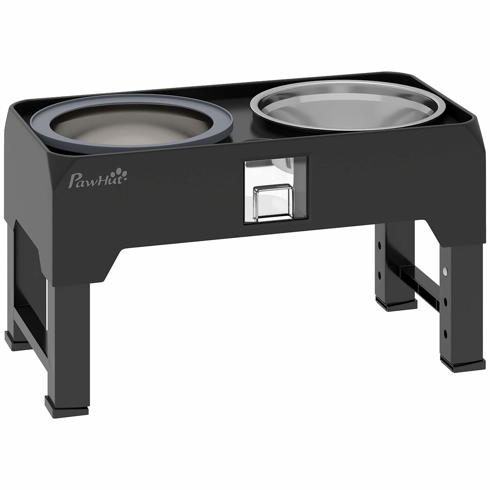 Justerbar, hævet hundeskål med spildsikker vandskål