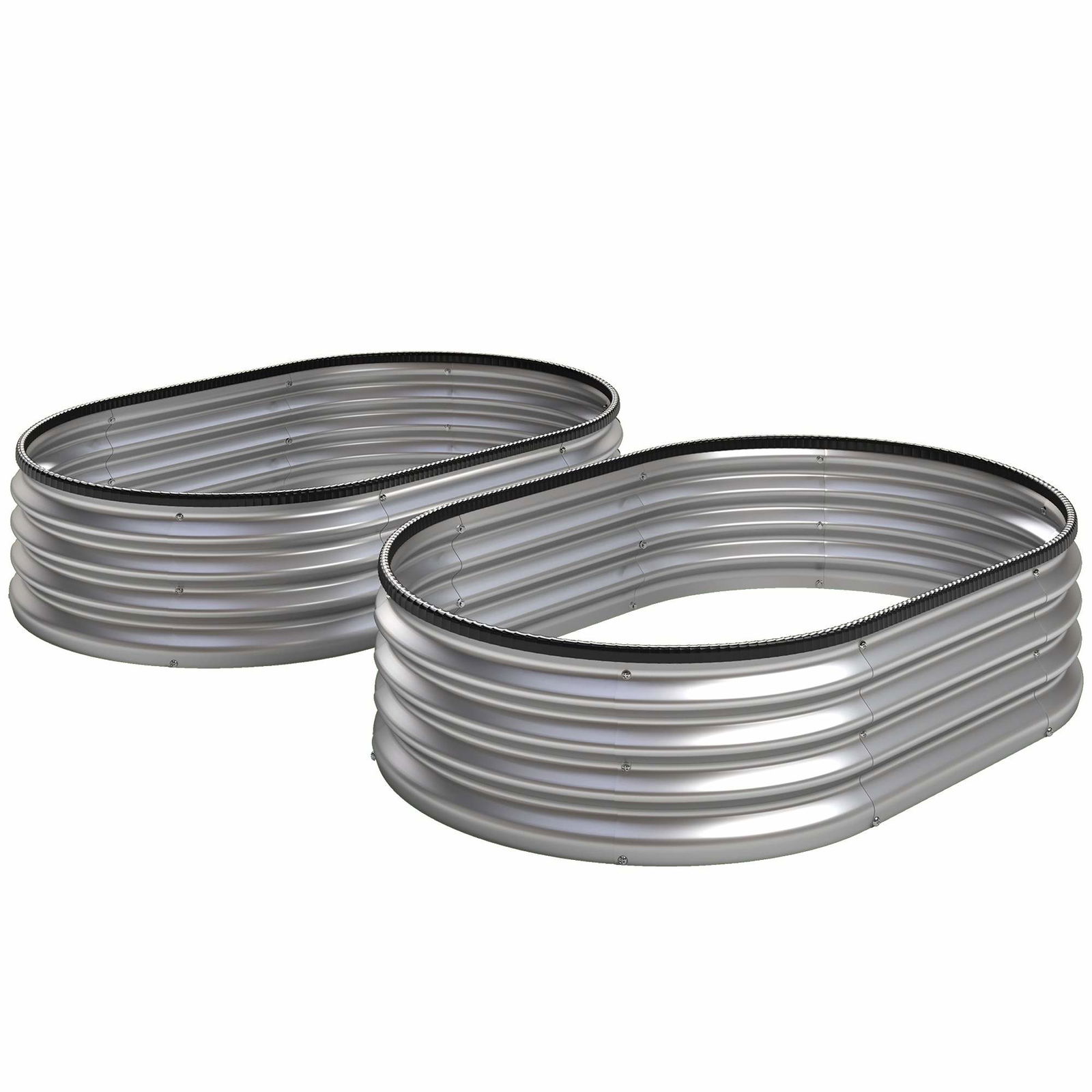 Højbede i metal – 2 ovale plantekasser, 135x90x30cm