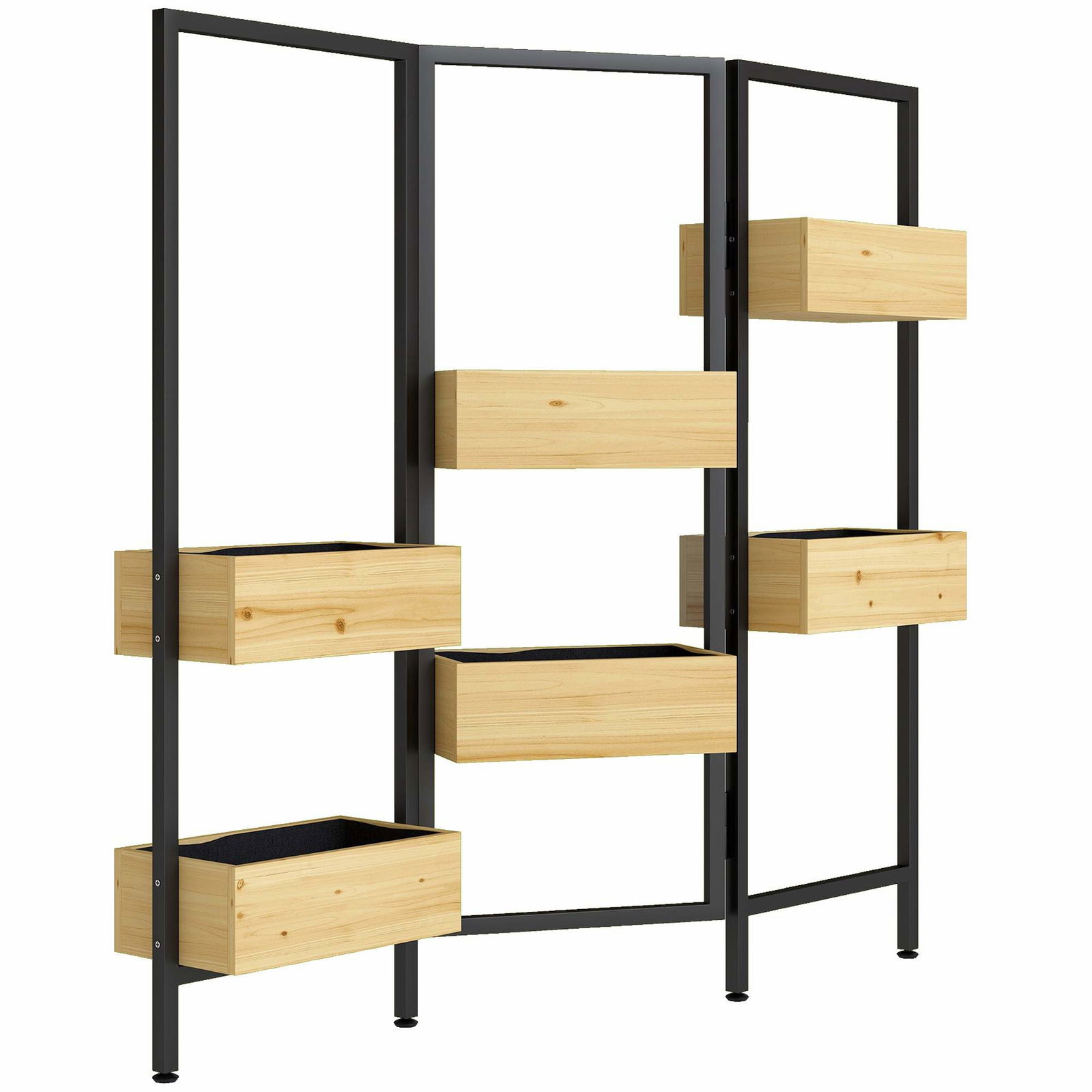 Vertikal plantekasse med skærm, 6 trækasser, foldbar