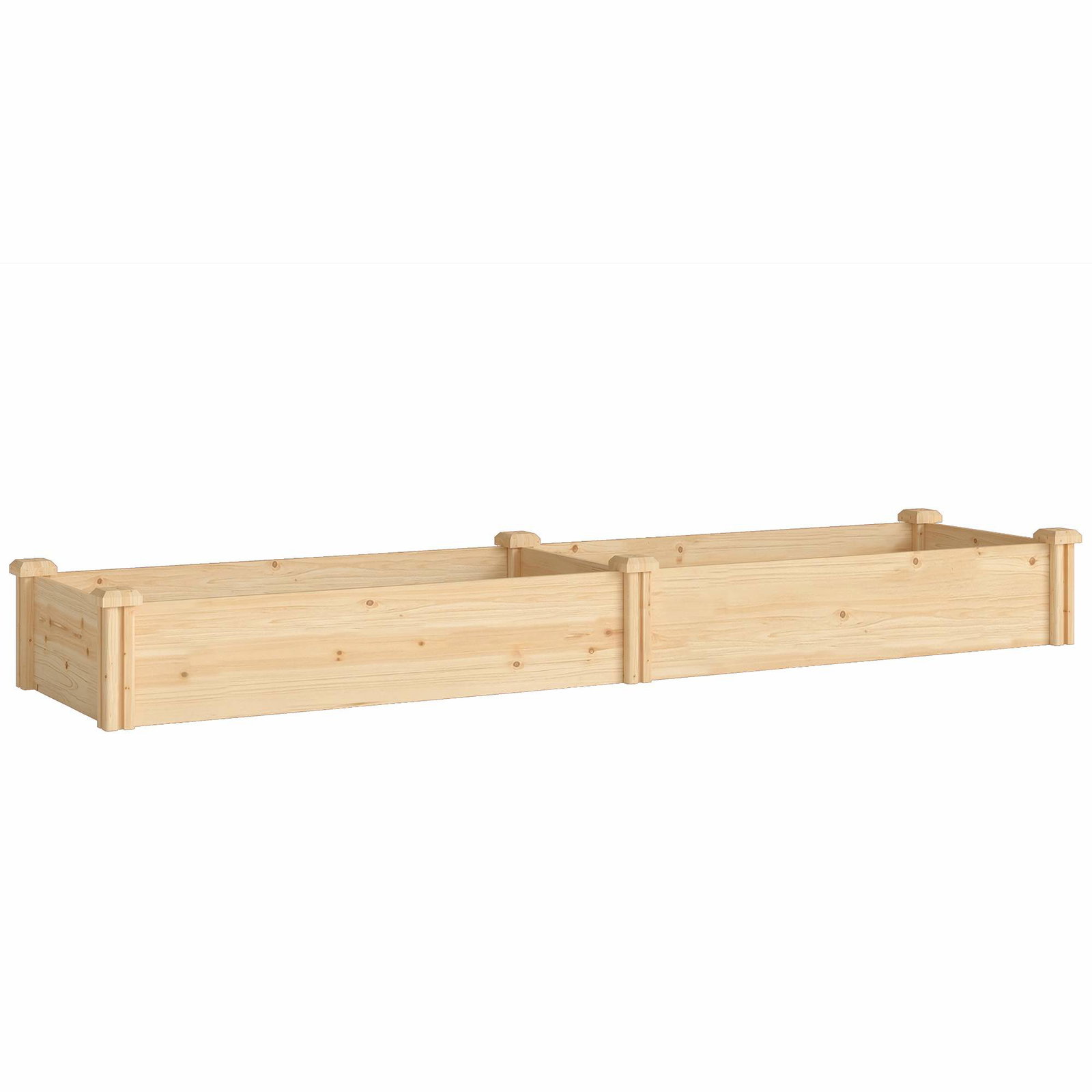 Hævet træplantekasse med skillevæg – 235 x 66 x 26 cm