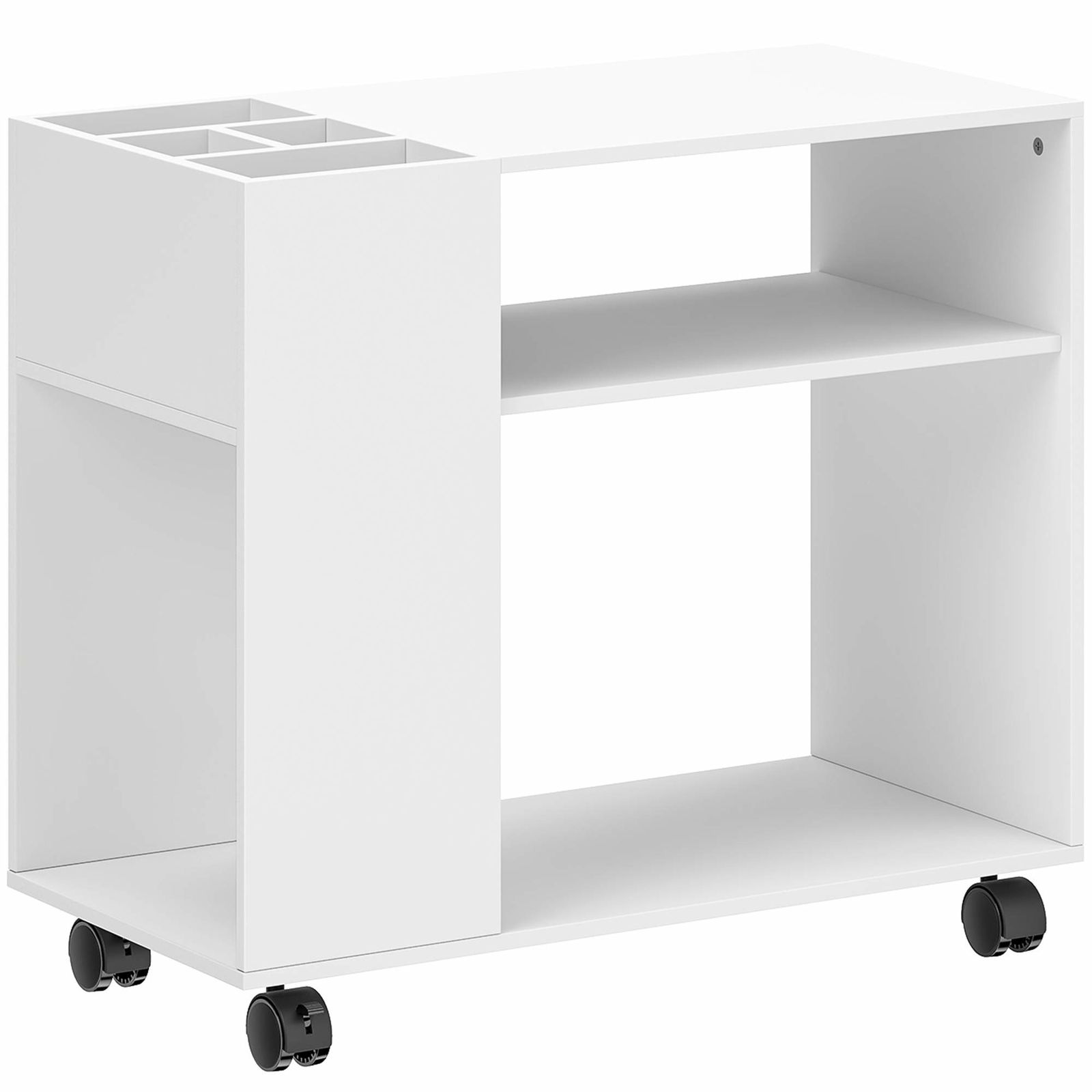 Printerstativ med justerbar hylde, hvid – 70x34x60 cm