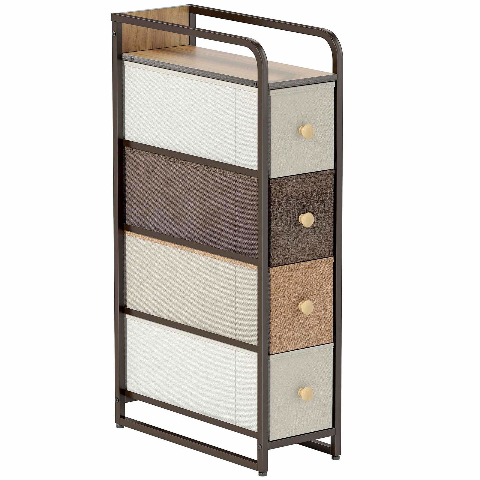 Smal tygbyrå ​​med lådor – 4 flerfärgade lådor, stålram | Hem & Hobby | Pryloteket