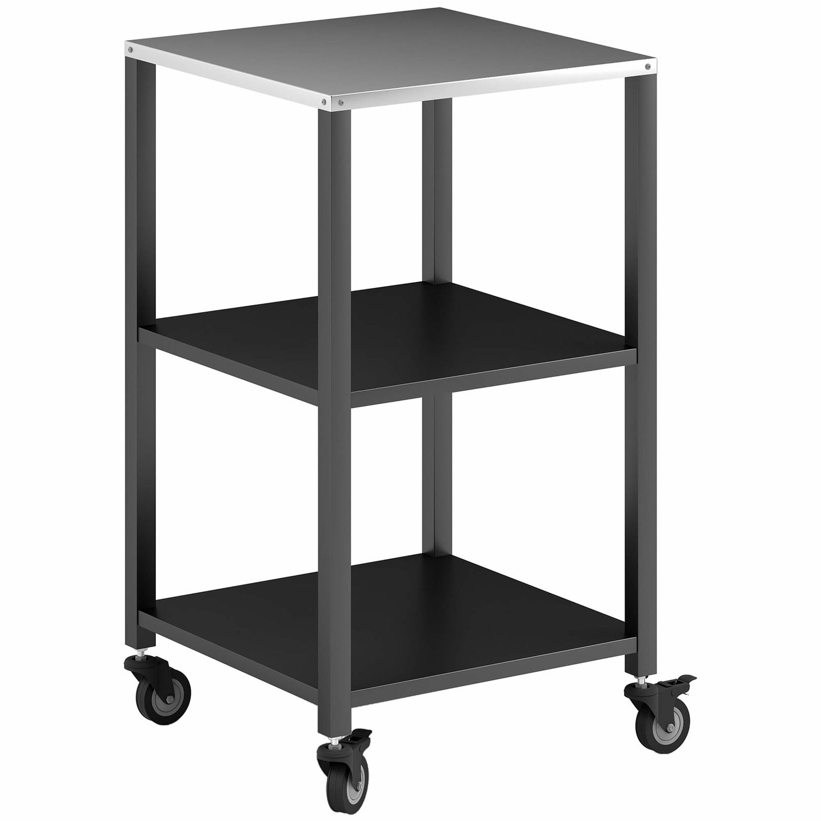 3-lags grillvogn med rustfri stålplade og hjul