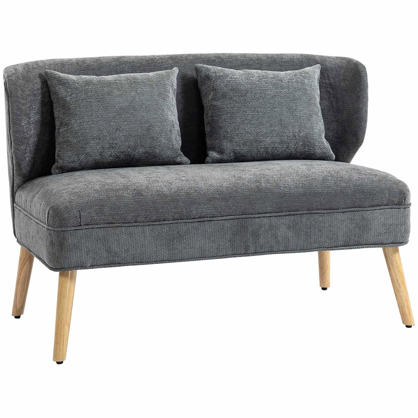 Kompakt 2-personers chenillesofa, med ryglæn, grå