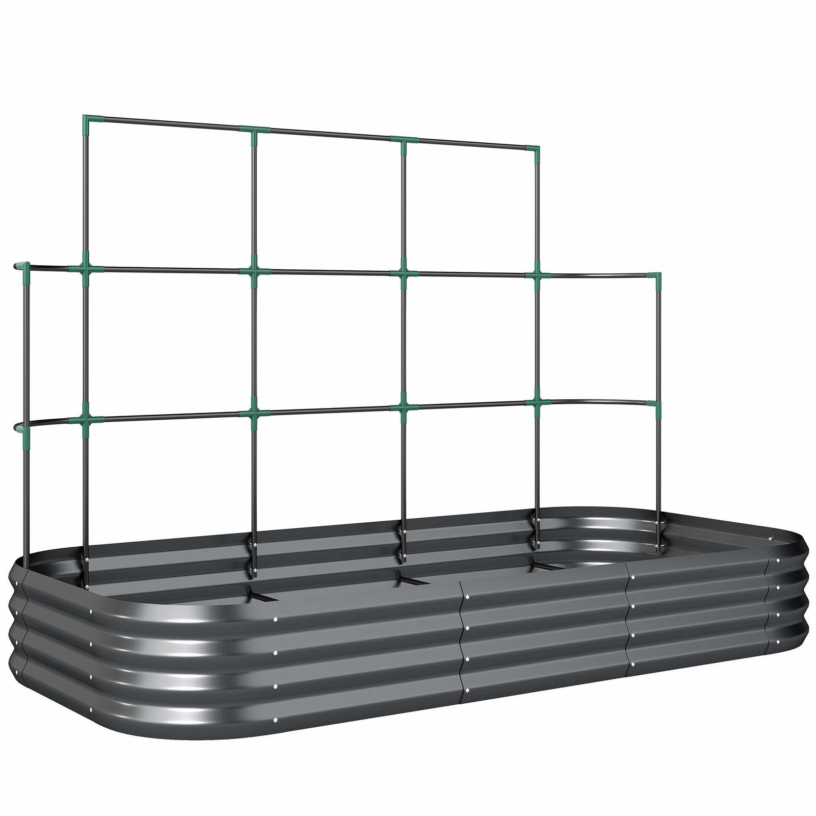 Højbed i metal med espalier – mørkegrå, 220x110x150 cm