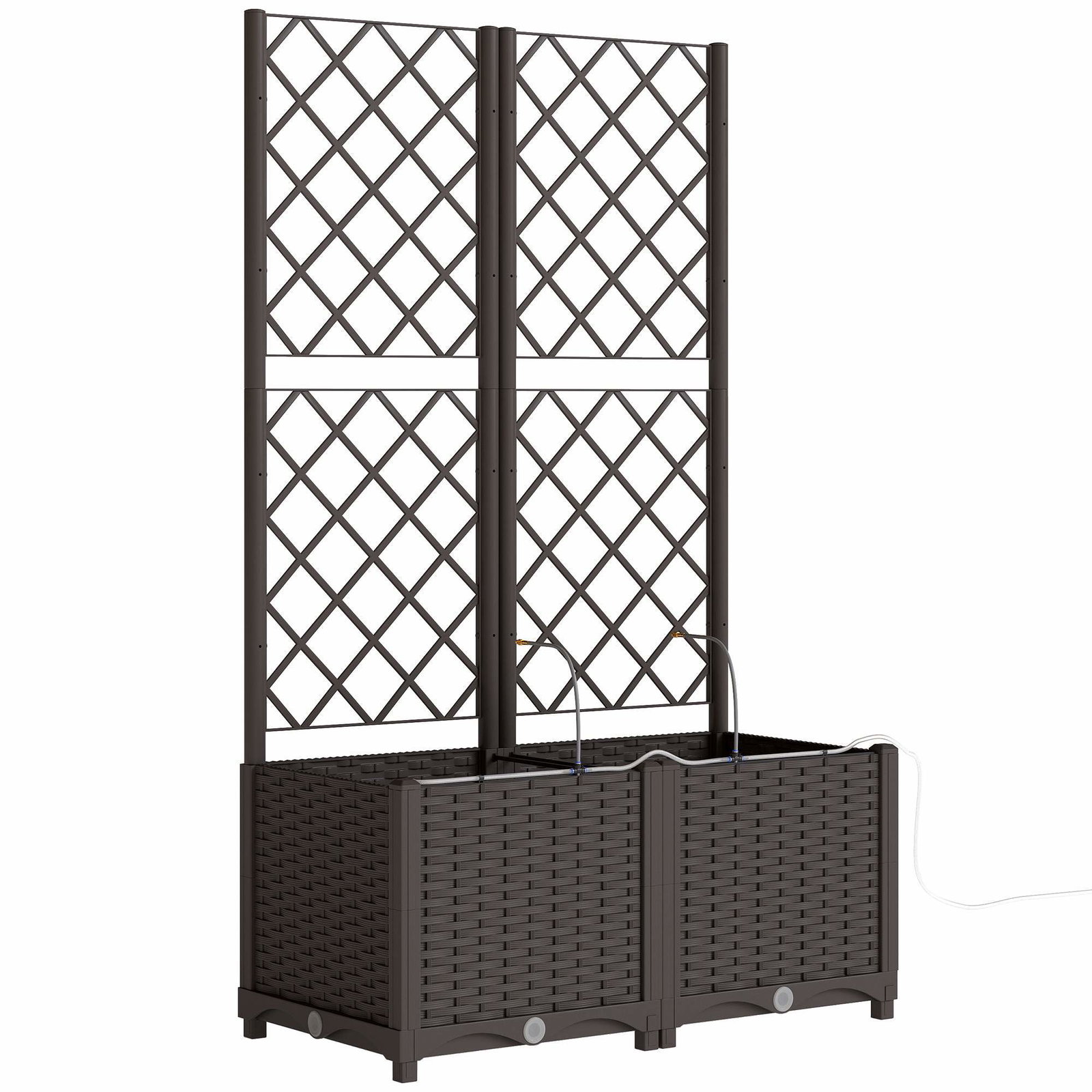 Plantekasse med espalier og timer – Selvvandende, 80x40x136 cm