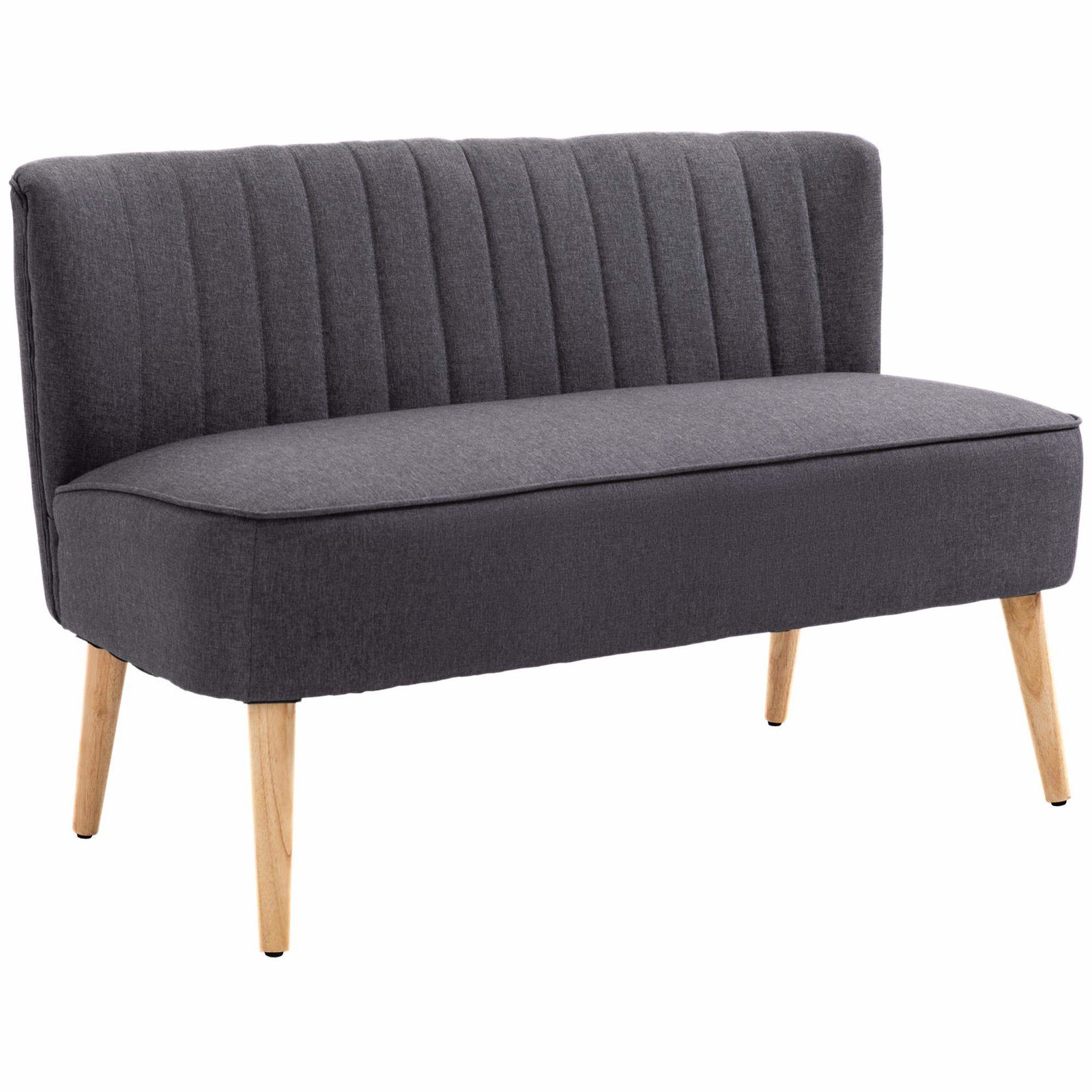 2-personers sofa, bløde hynder, letplejeligt stof, mørkegrå