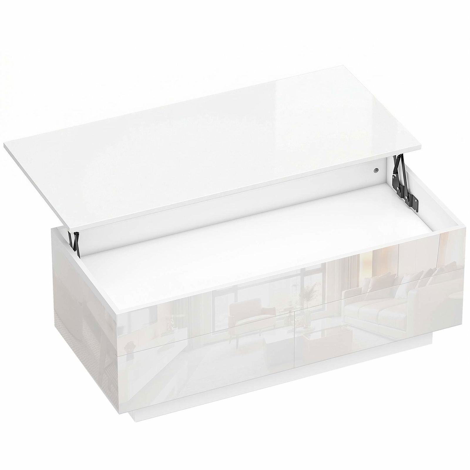 Justerbart soffbord – Dold förvaring, Glansigt vitt | Hem & Hobby | Pryloteket