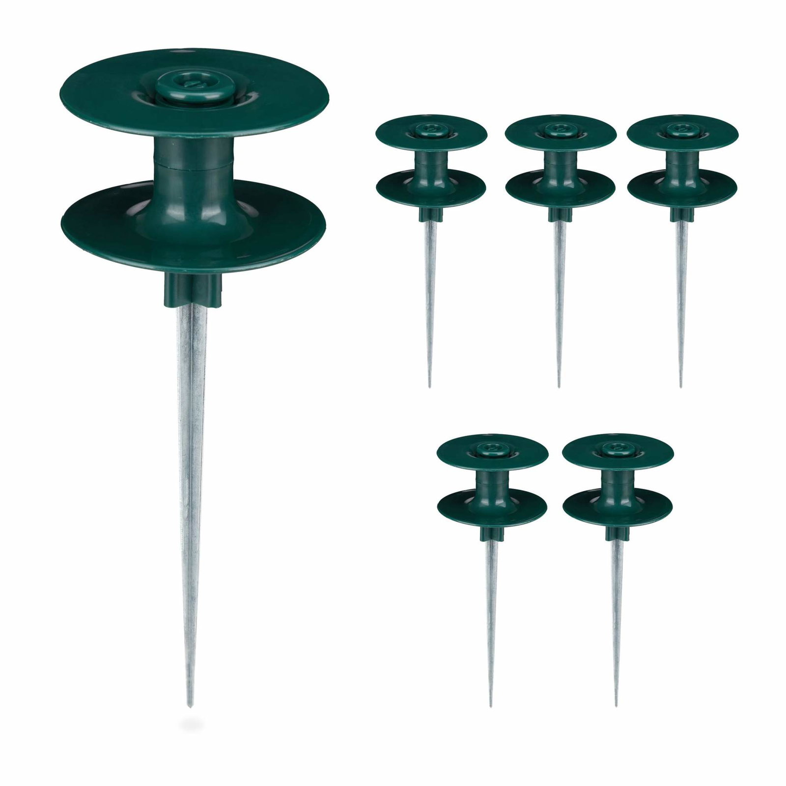 Haveslangeføringer med metaljordspyd, sæt med 6