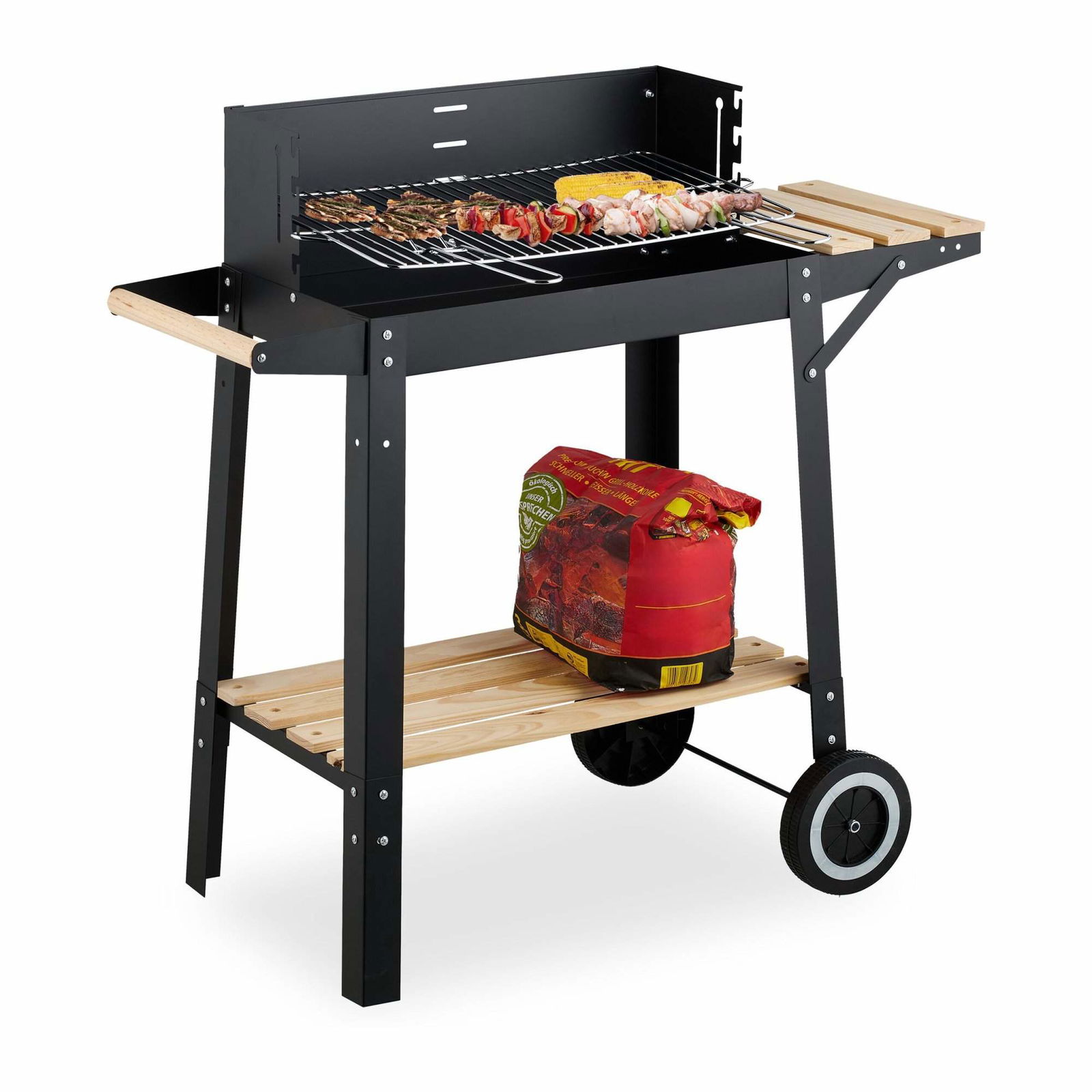 Stor mobil grillvogn med hylder og hjul