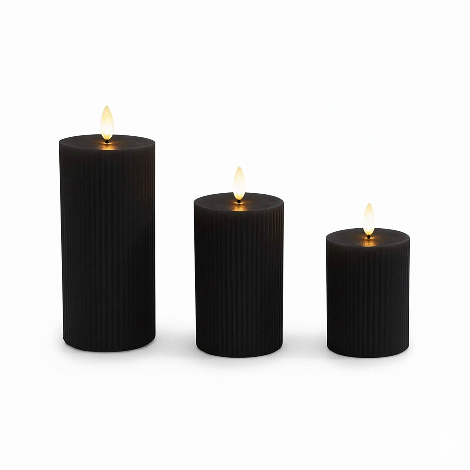 LED ægte vokslys – flammeløse, flimrende sæt med 3