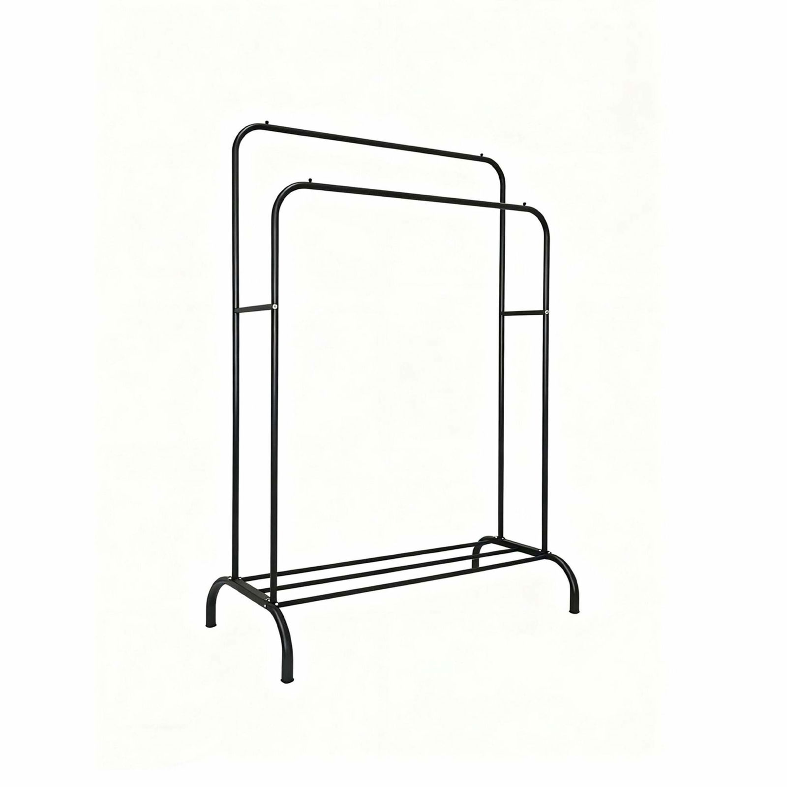 Fritstående dobbelt garderobestang med hylde – Metal