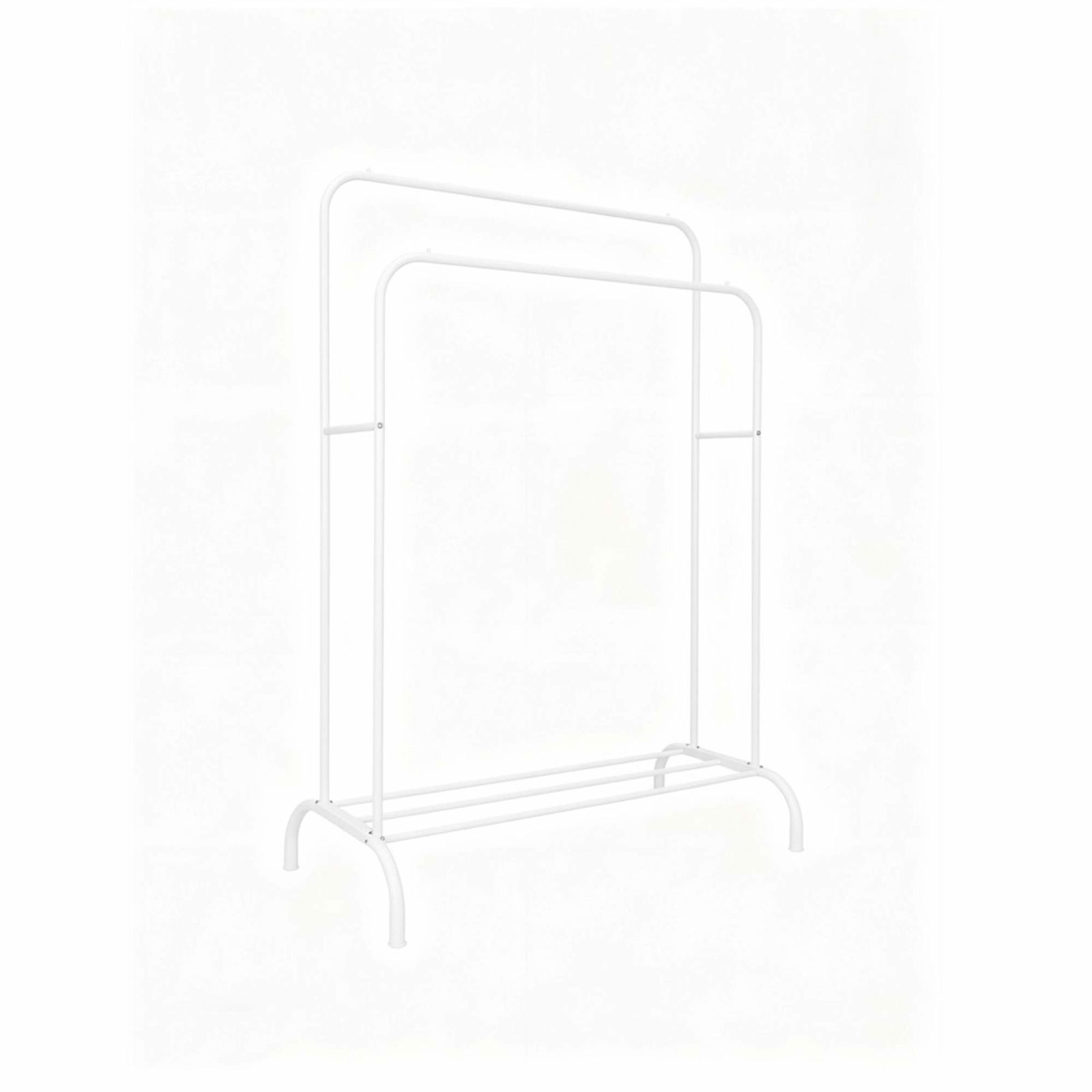Fritstående dobbelt garderobestang med hylde – Metal