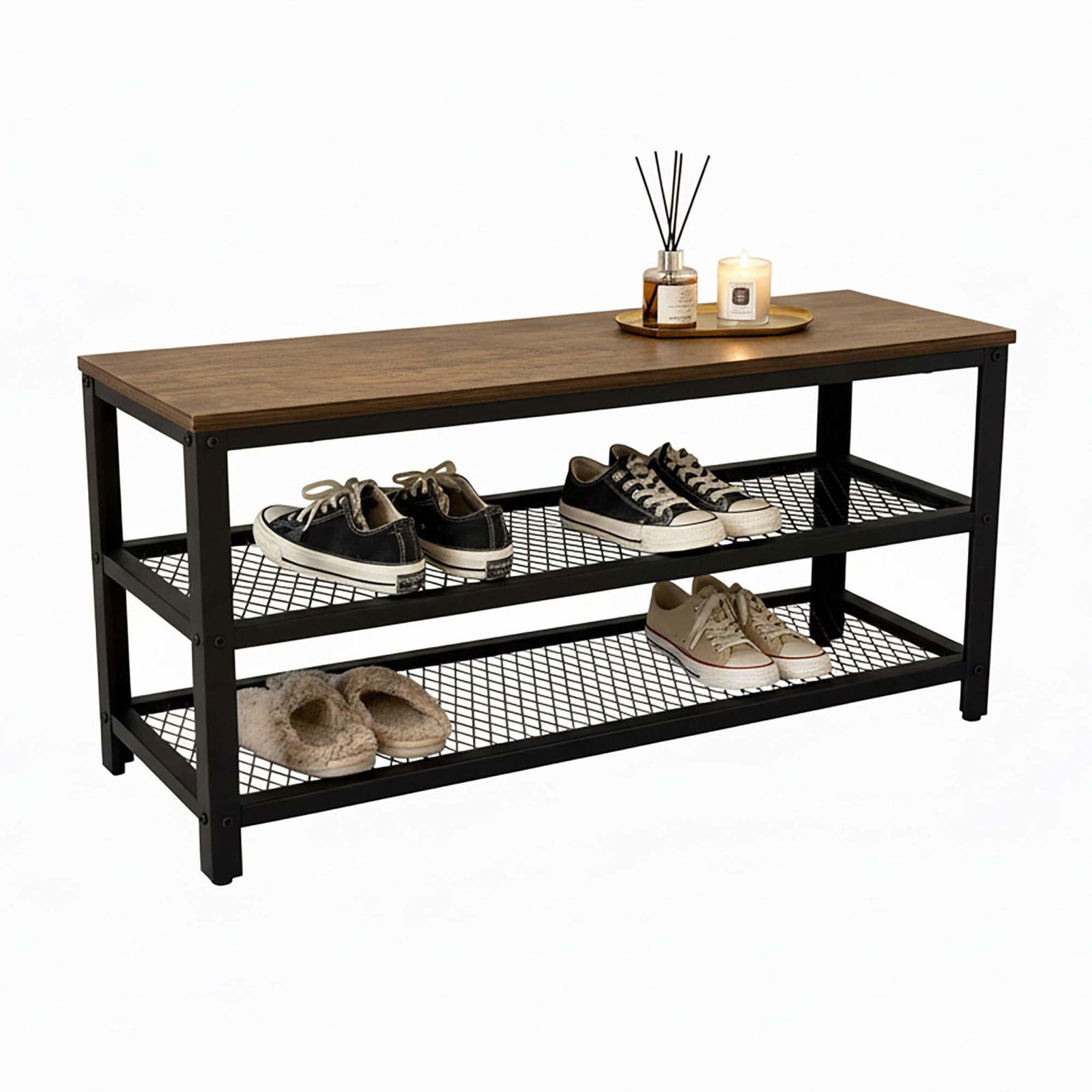 Skobänk med sits – 2 hyllor, platsbesparande design | Hem & Hobby | Pryloteket