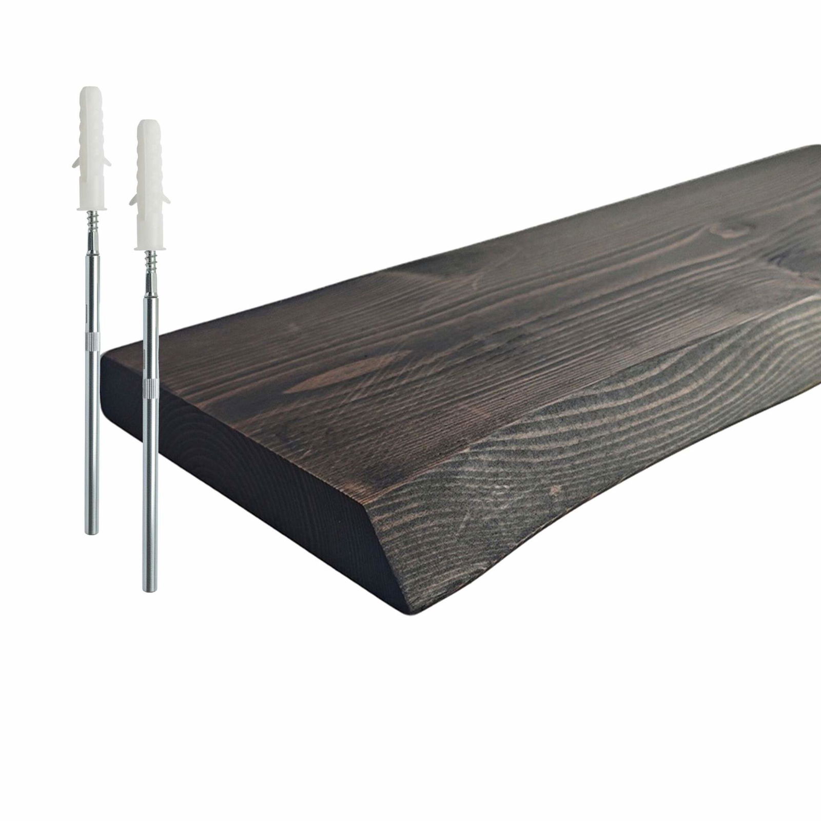 Massivt træhylde med livkant – rustikt svævende design