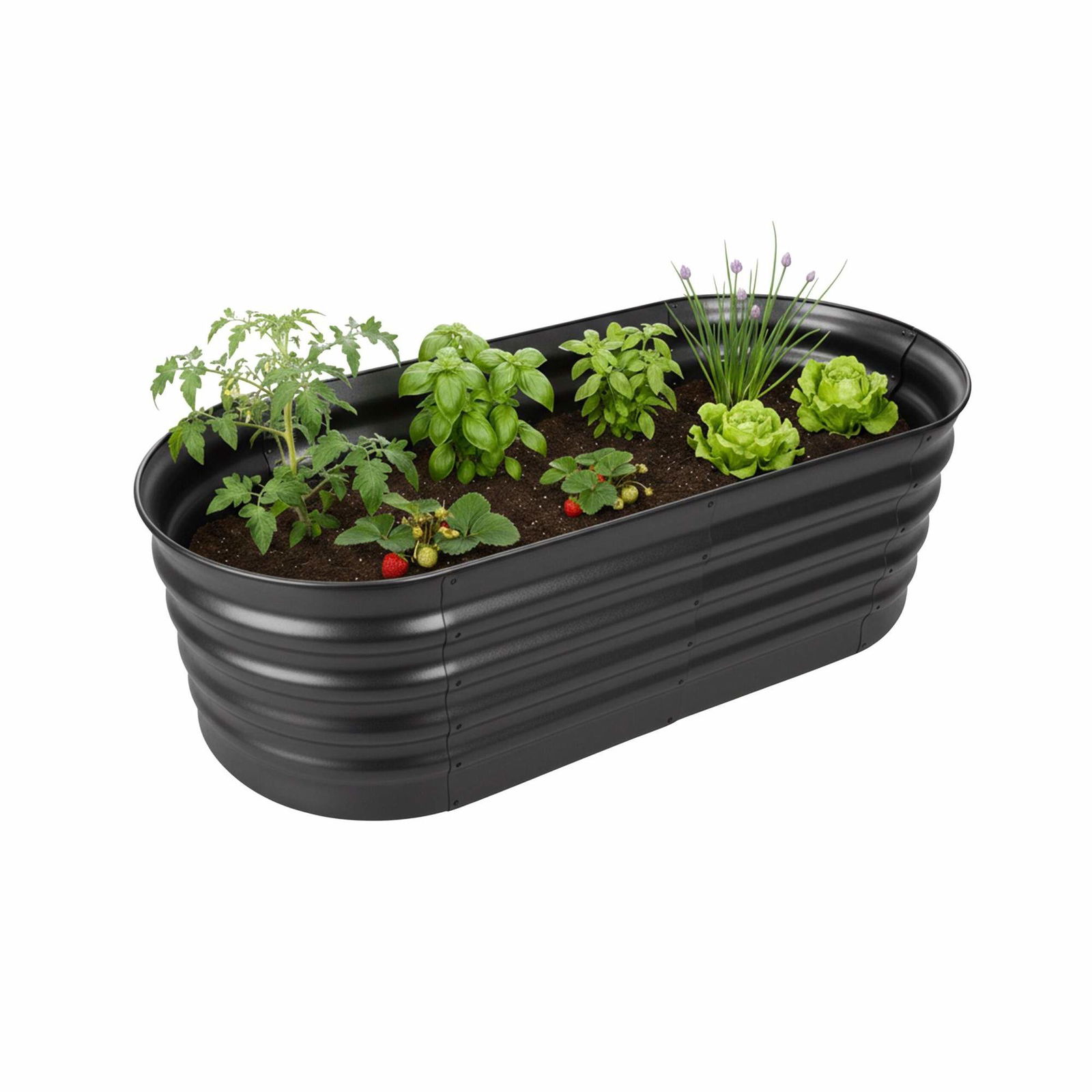 Halvrundt højbed i metal – rygvenlig havearbejde