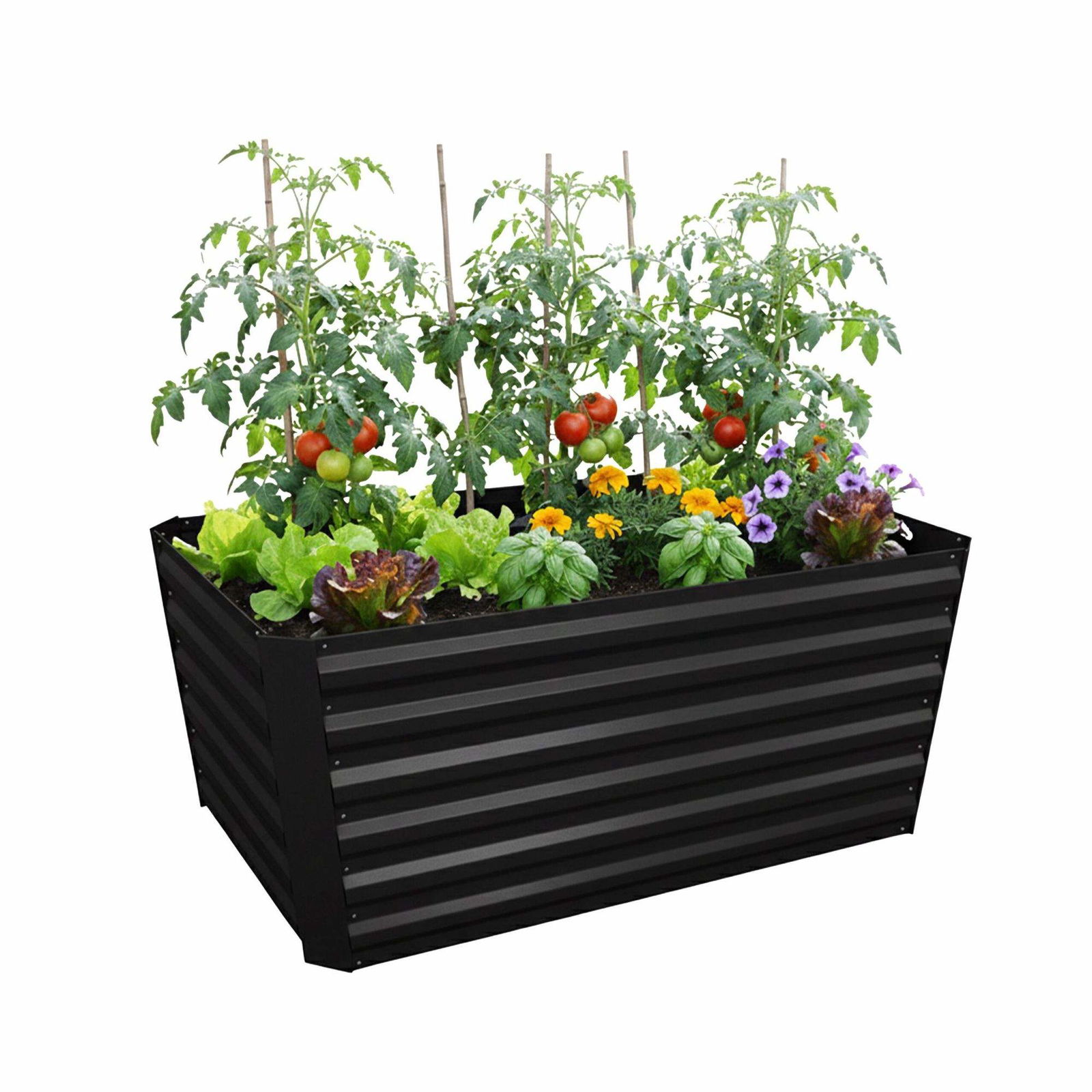 Rektangulær metalplantekasse – Pladsbesparende højbed til haven