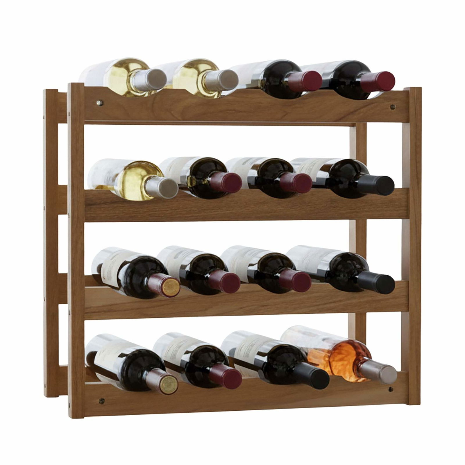 Valnøddevinreol – Plads til 16 flasker, kompakt design