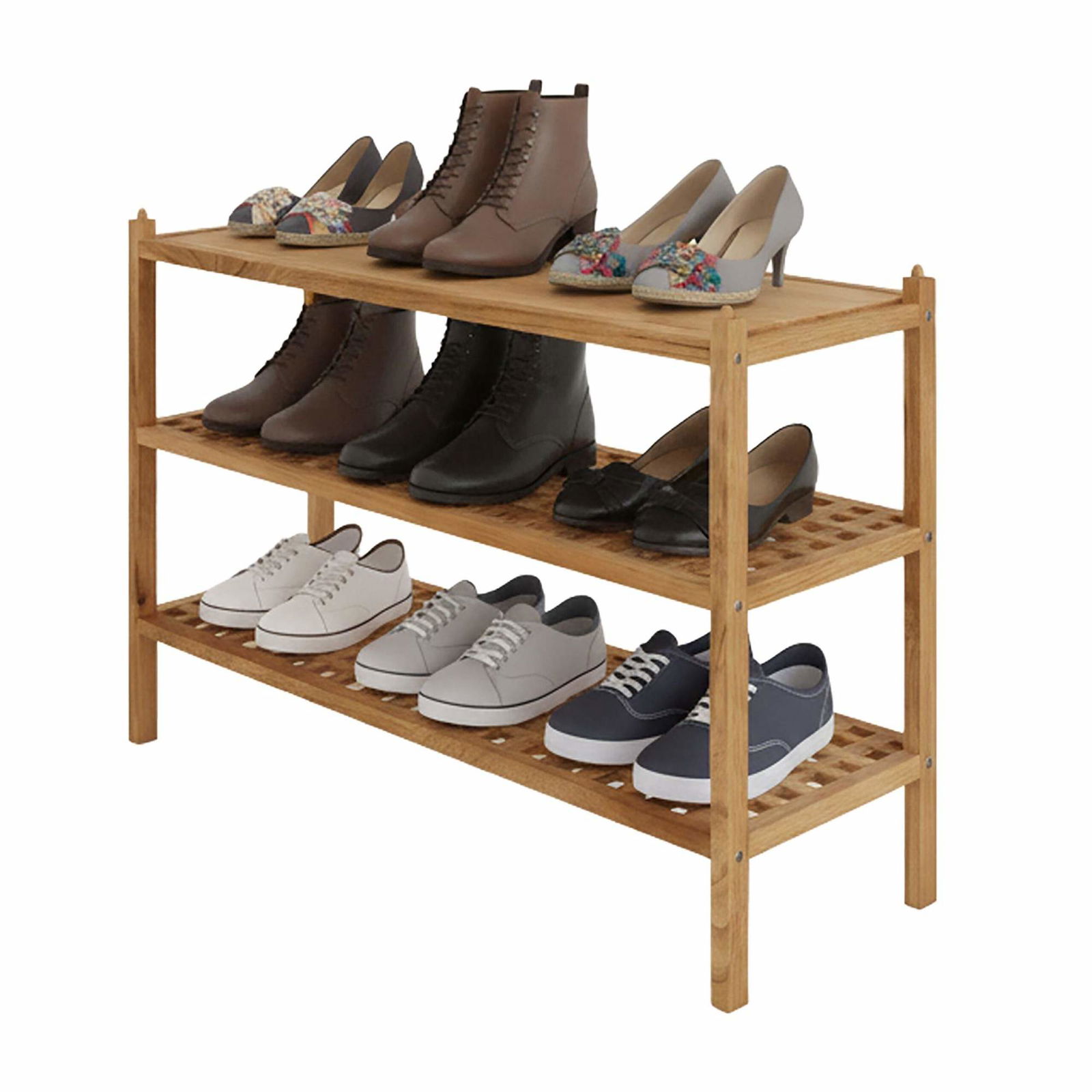 3-lags skohylde i valnød – stabelbar og ventileret