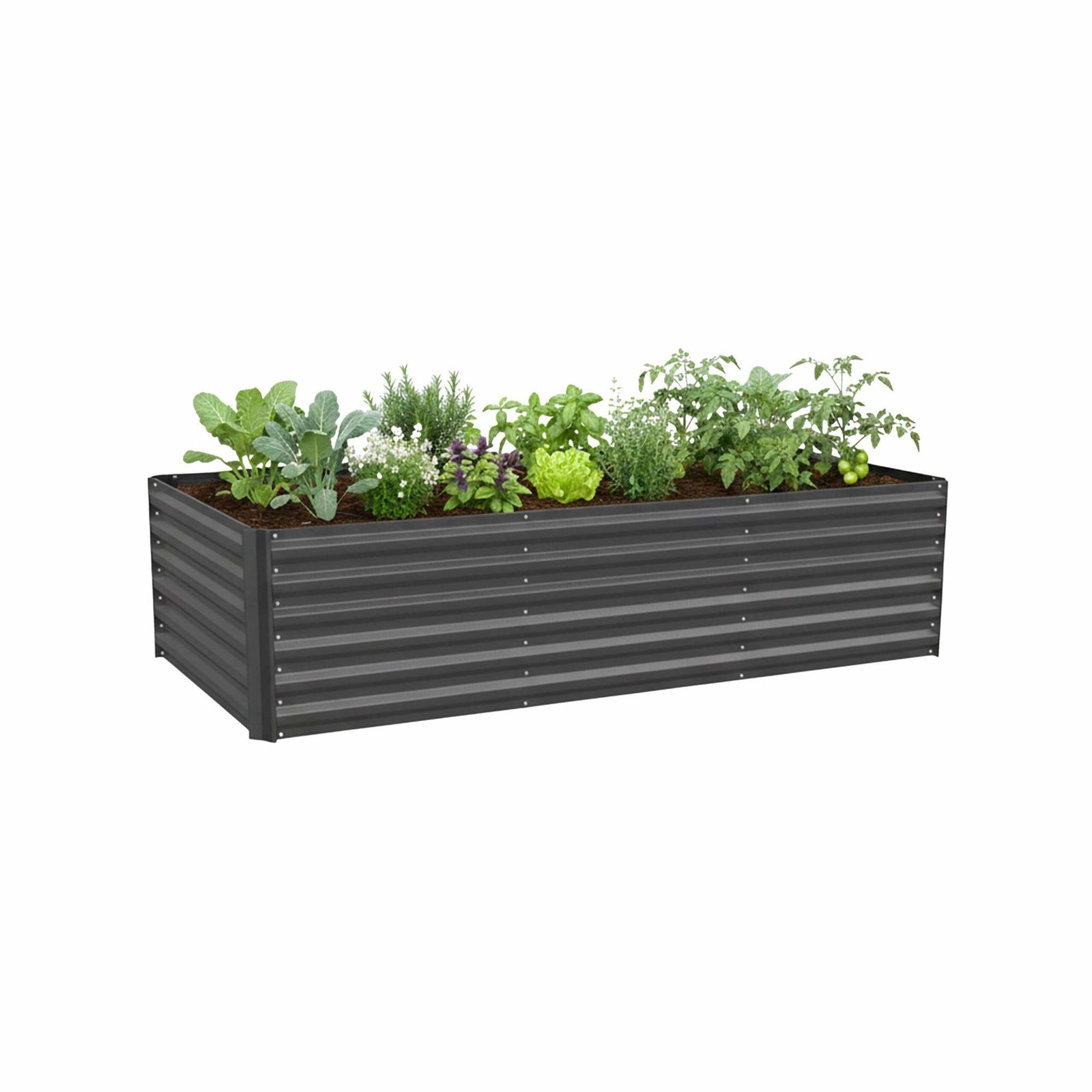 Højbed i metal – 57x240x90cm, galvaniseret stål