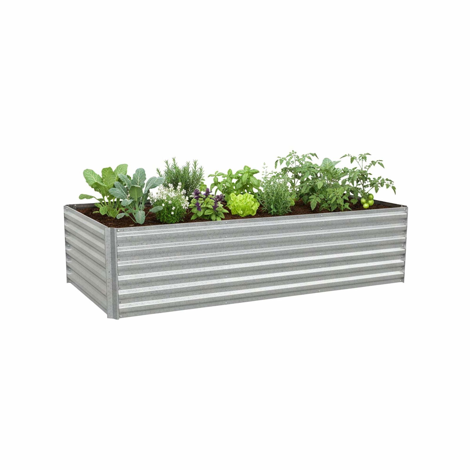 Højbed i metal – 57x240x90cm, galvaniseret stål