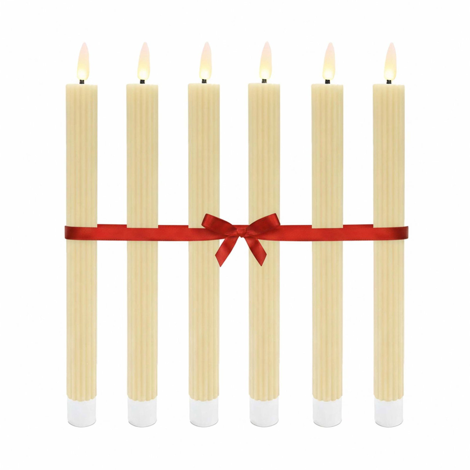 LED flammeløse keglelys, ægte voks, sæt med 6