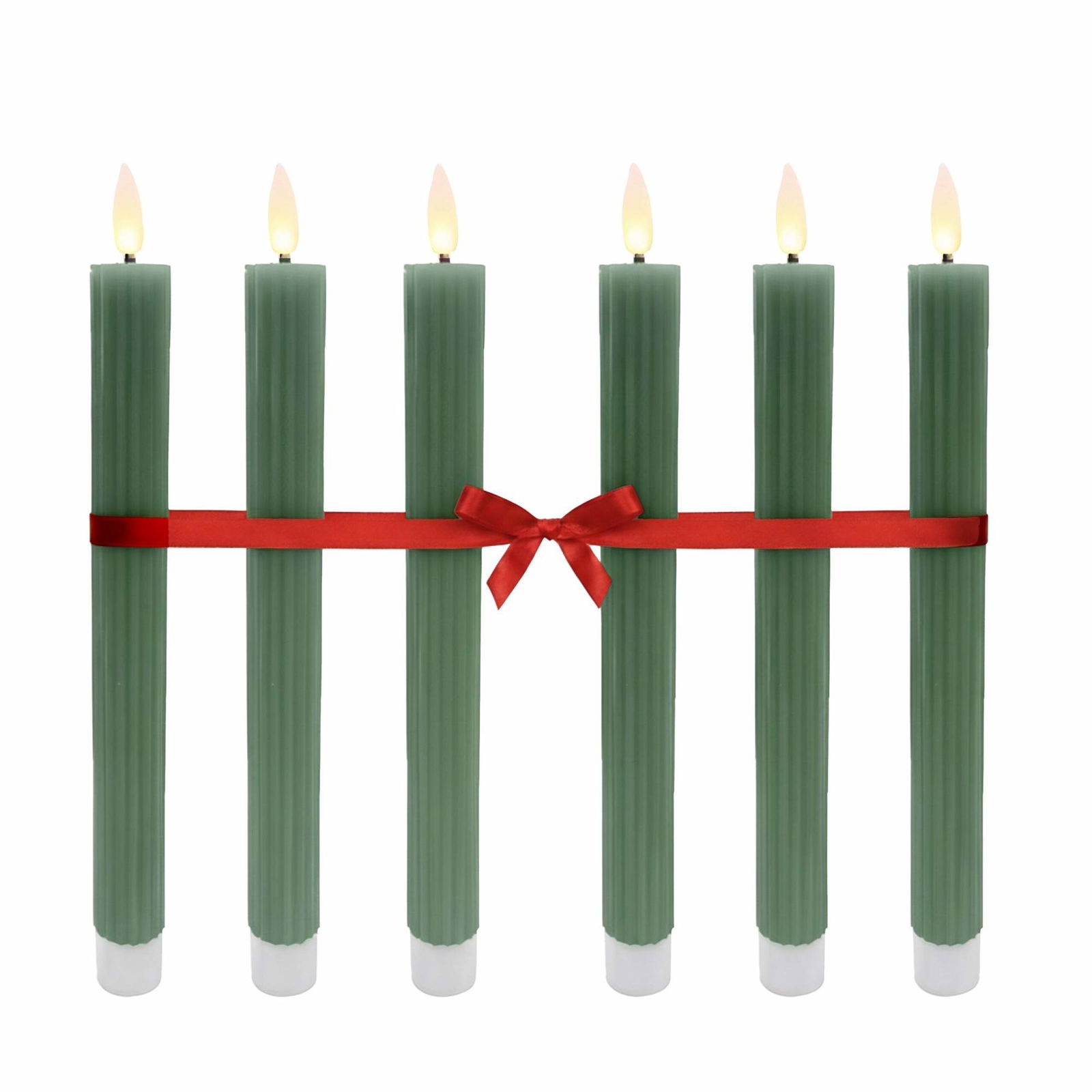 LED flammeløse keglelys, ægte voks, sæt med 6