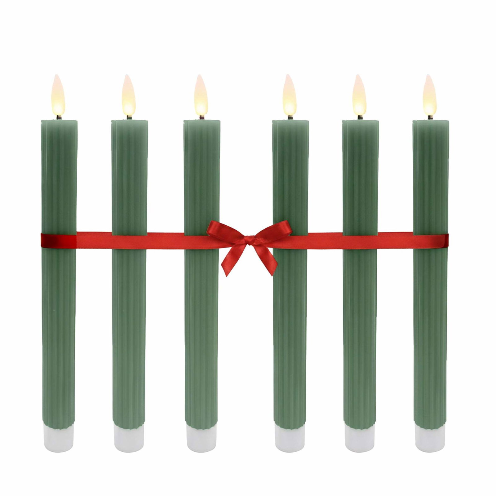 LED flammeløse keglelys, ægte voks, sæt med 6