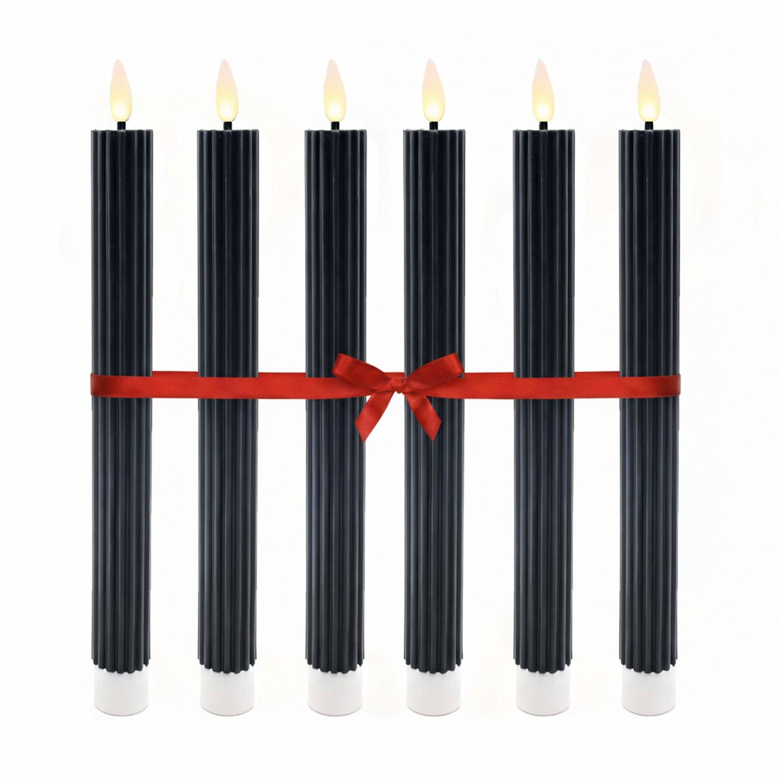 LED flammeløse keglelys, ægte voks, sæt med 6