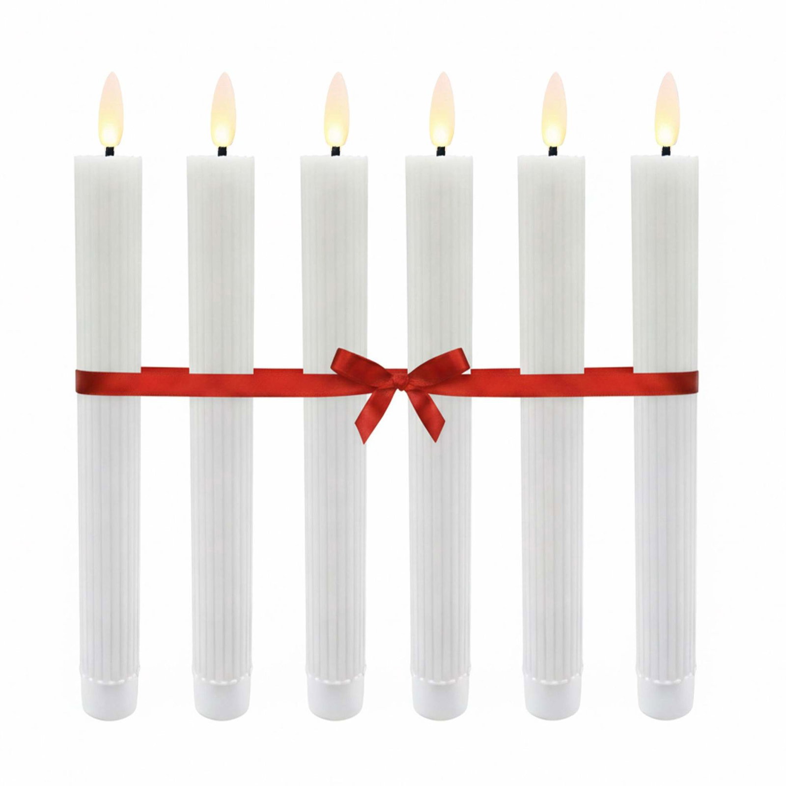 LED flammeløse keglelys, ægte voks, sæt med 6