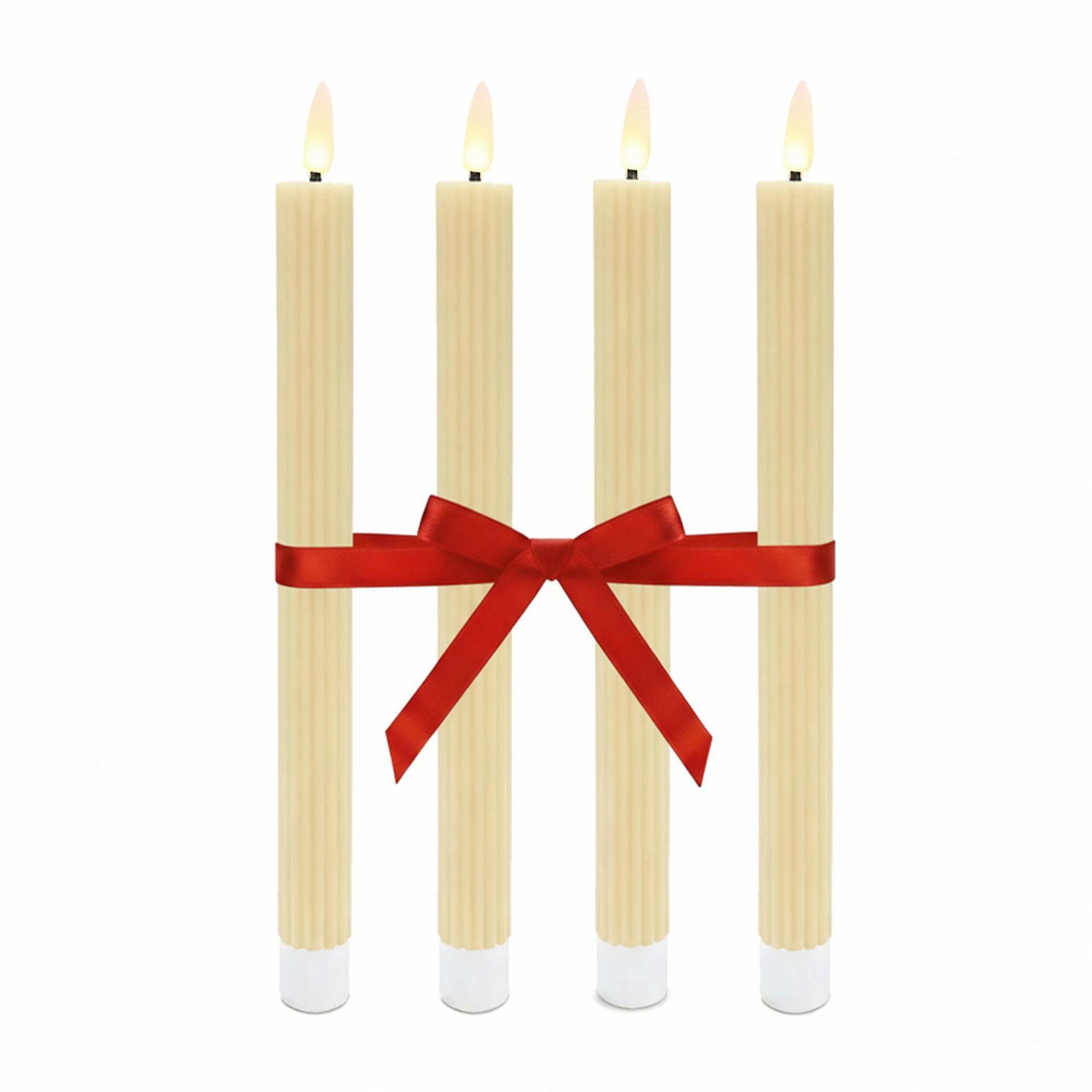 LED vokslys, sæt med 4 – flimrende flamme