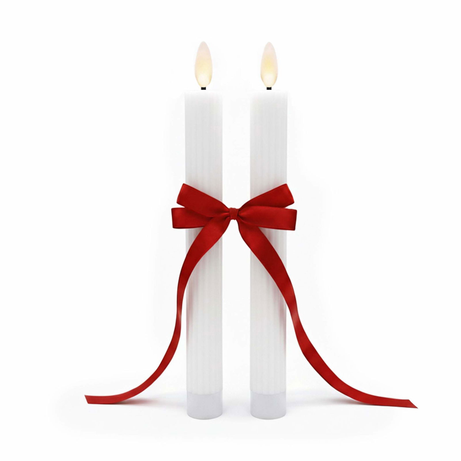 LED-koniske lys, ægte voks, flimrende flamme, sæt med 2