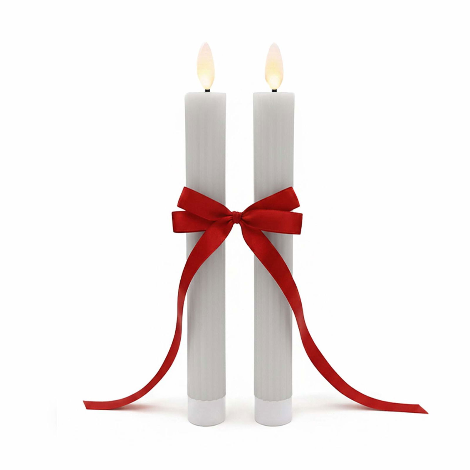 LED-koniske lys, ægte voks, flimrende flamme, sæt med 2