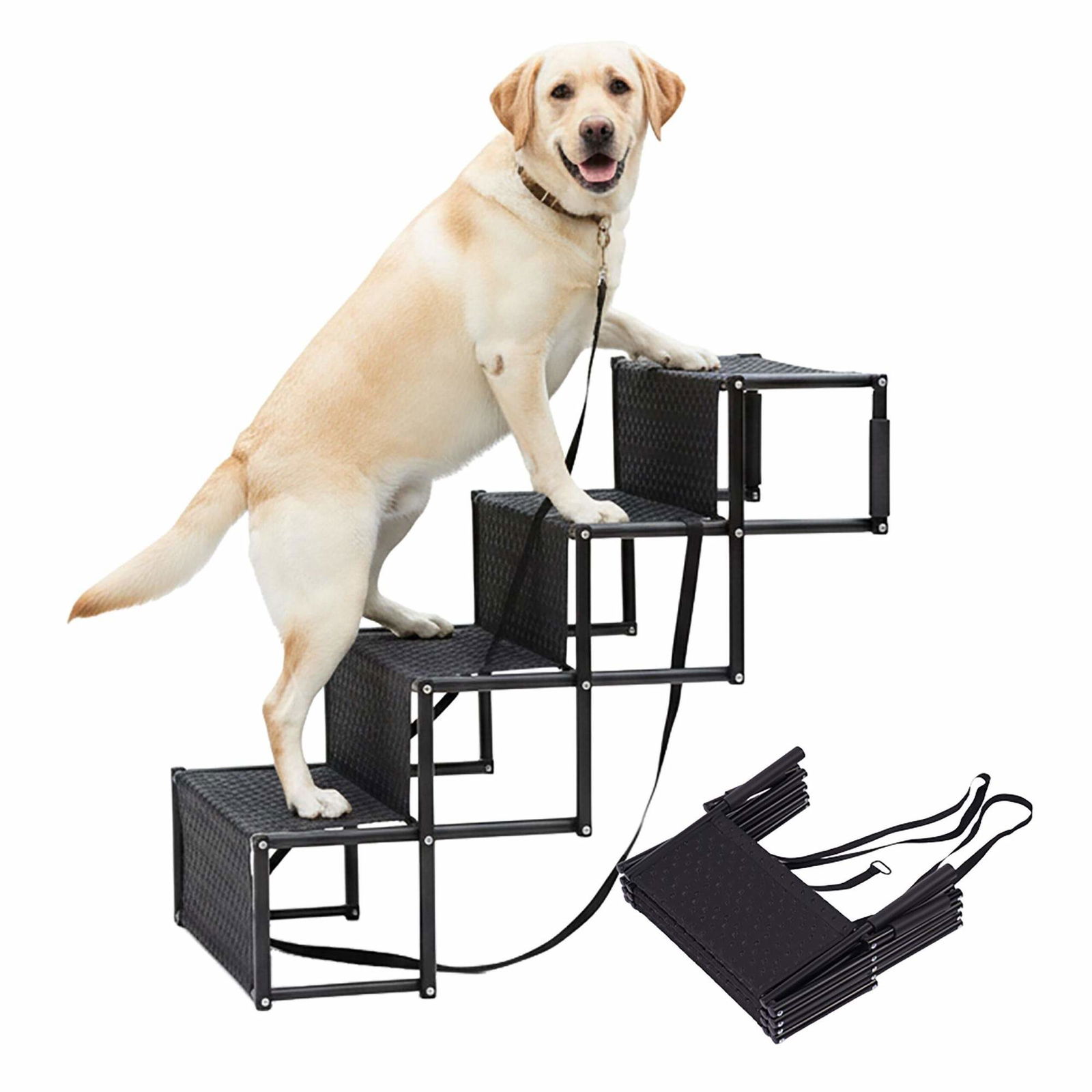 Hopfällbar hundramp – 4 steg, halkfri, stöder 90 kg | Hem & Hobby | Pryloteket
