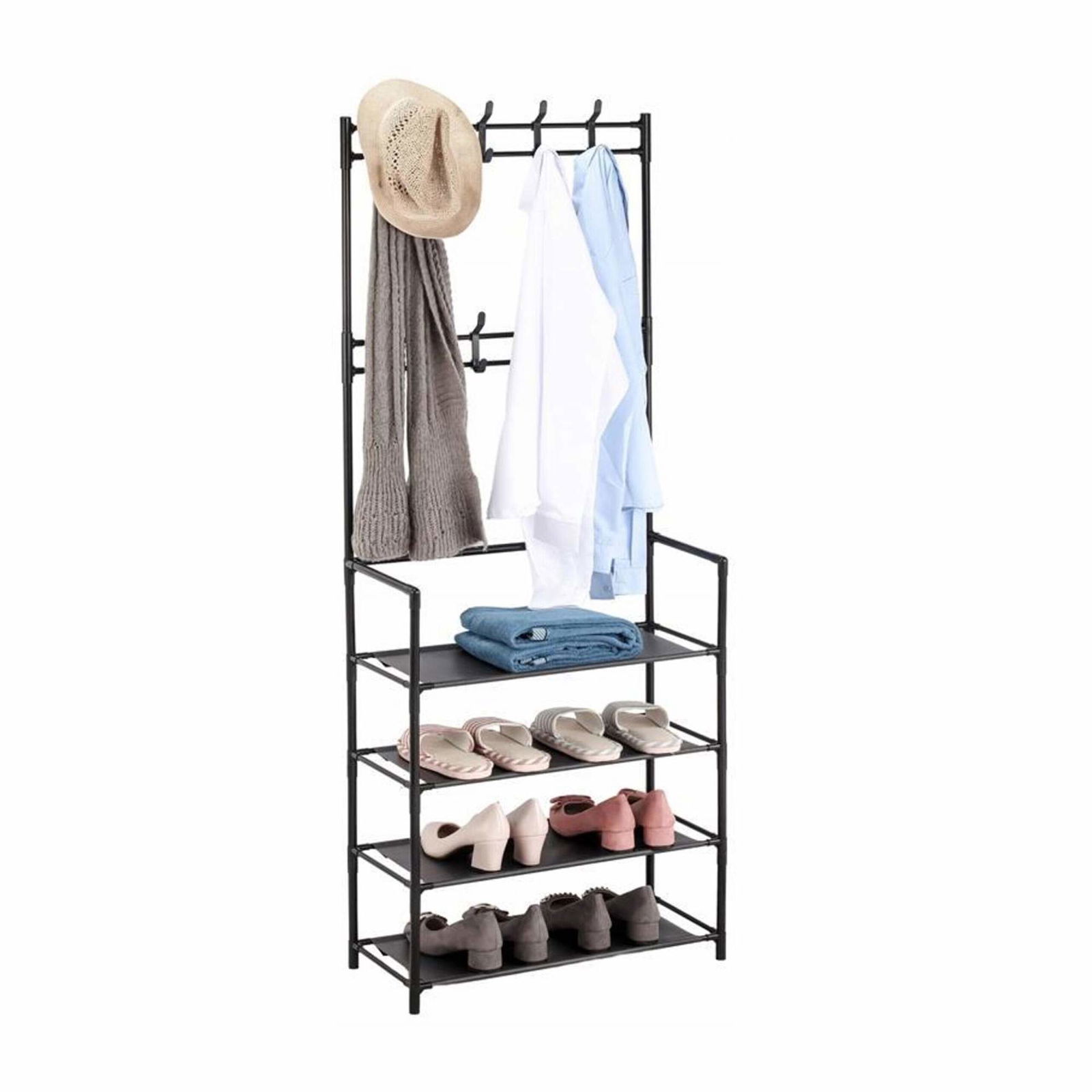 Stumtjener og skohylde – 4 etager, 8 kroge, nem montering