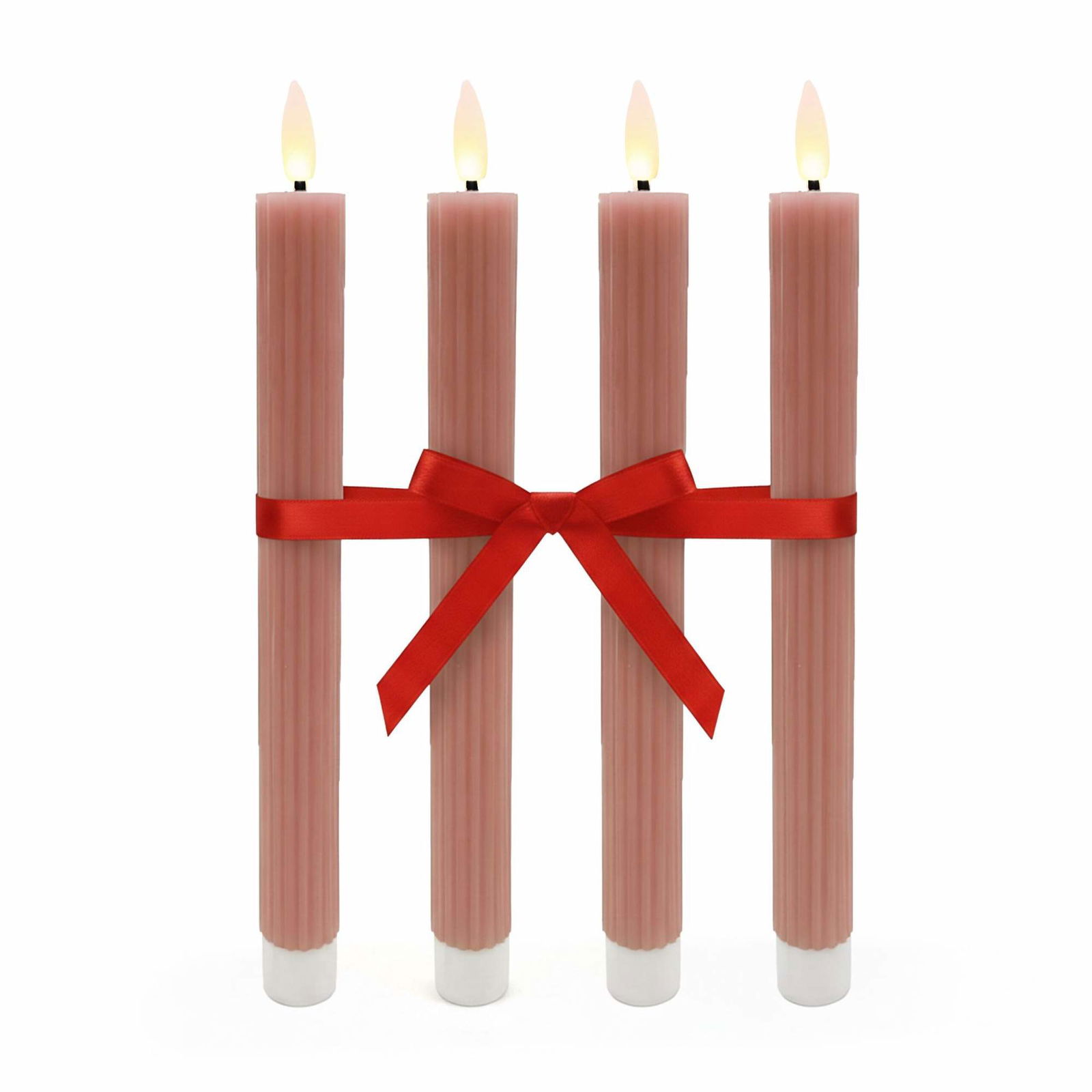 LED vokslys, sæt med 4 – ægte voks, timer