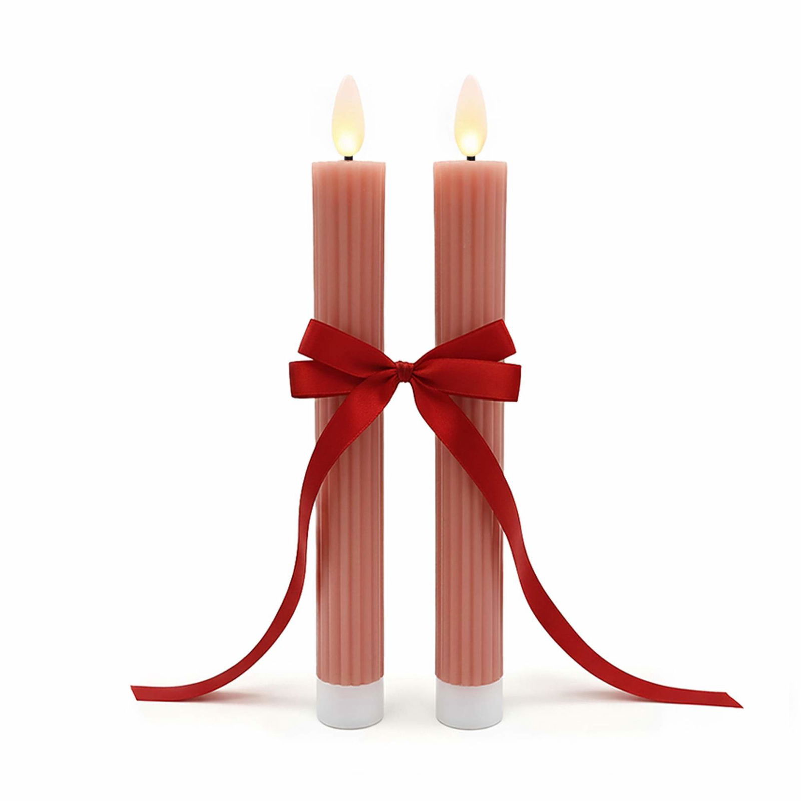 LED-koniske lys, ægte voks, sæt med 2, timerfunktion