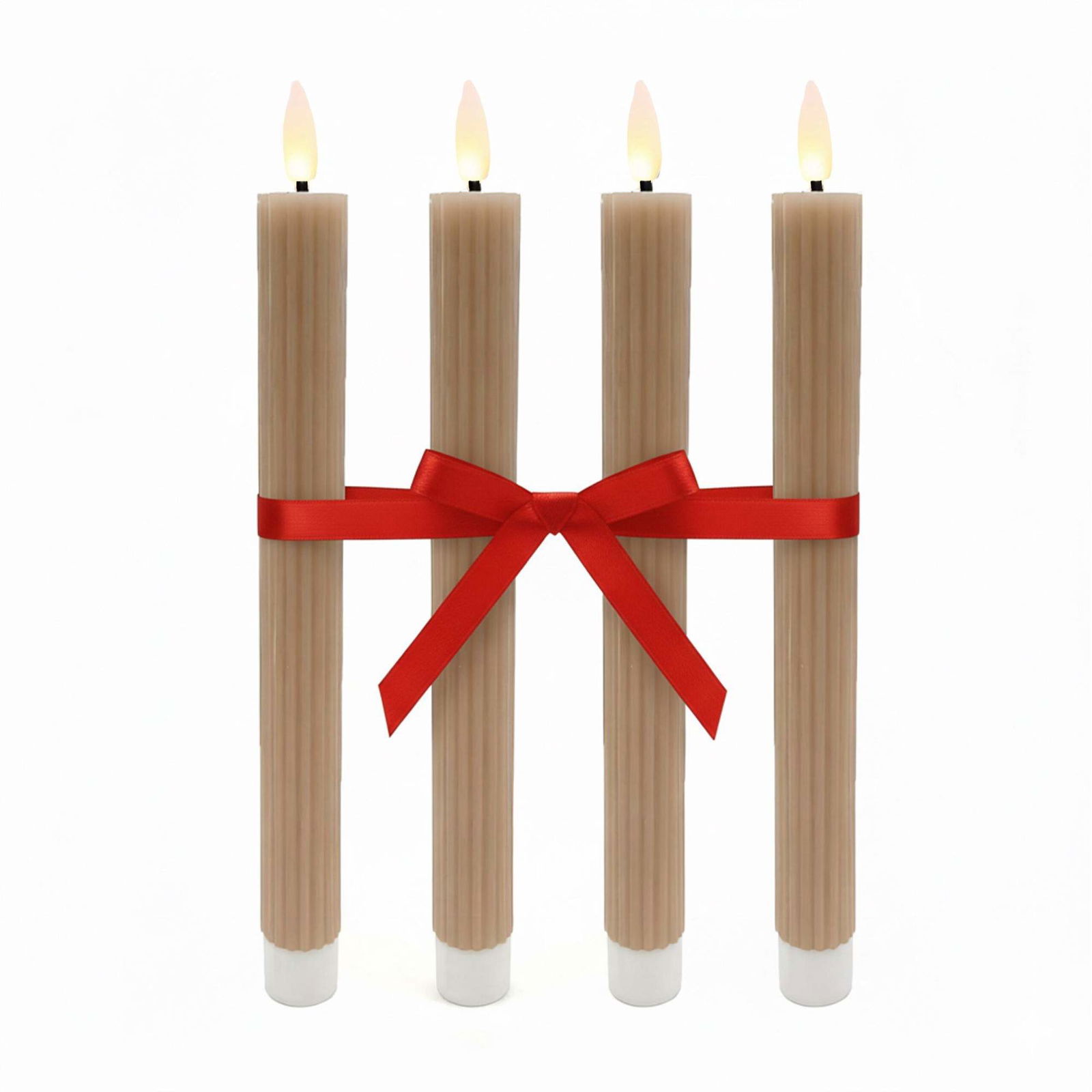 LED vokslys, sæt med 4 – ægte voks, timer