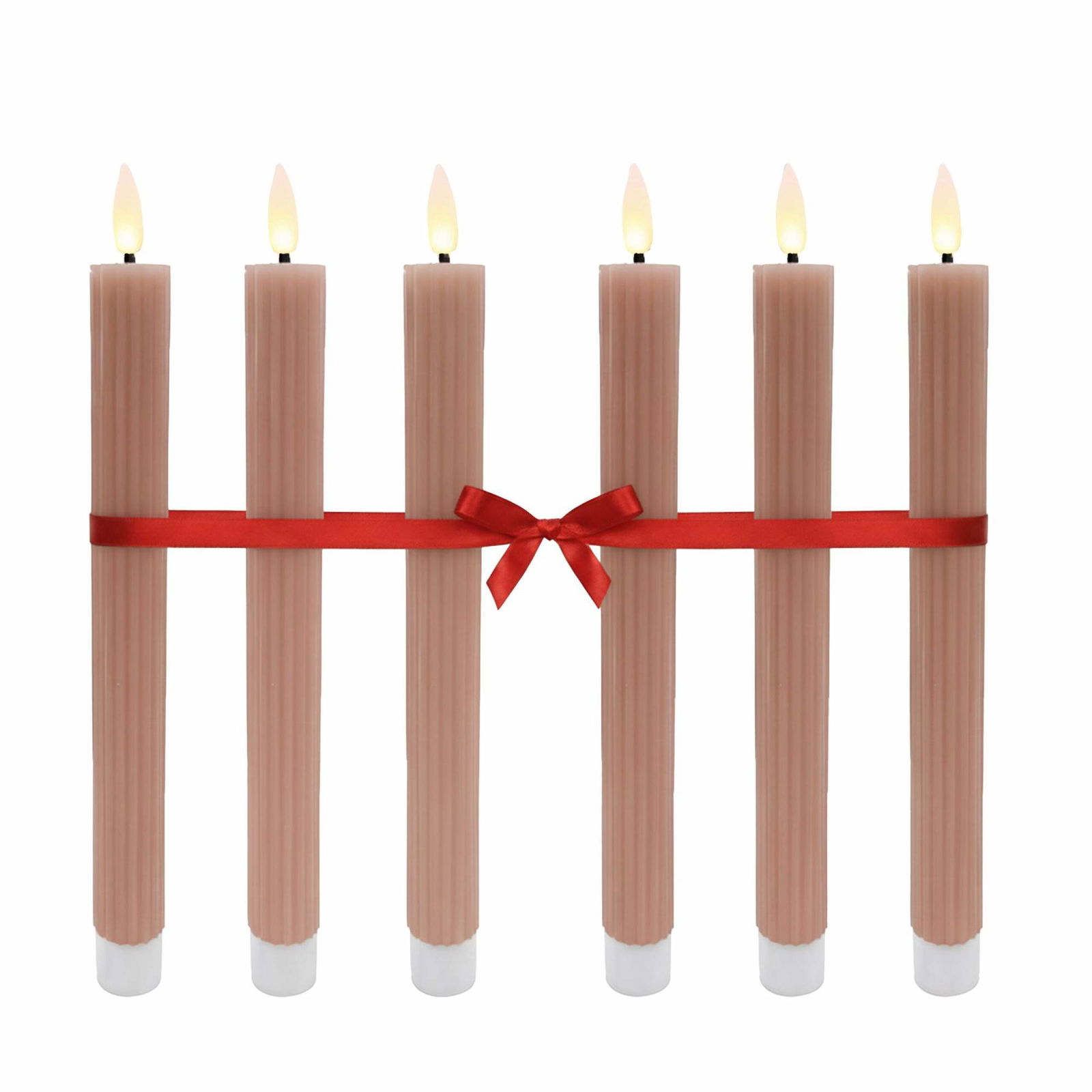 LED flammeløse keglelys, ægte voks, sæt med 6