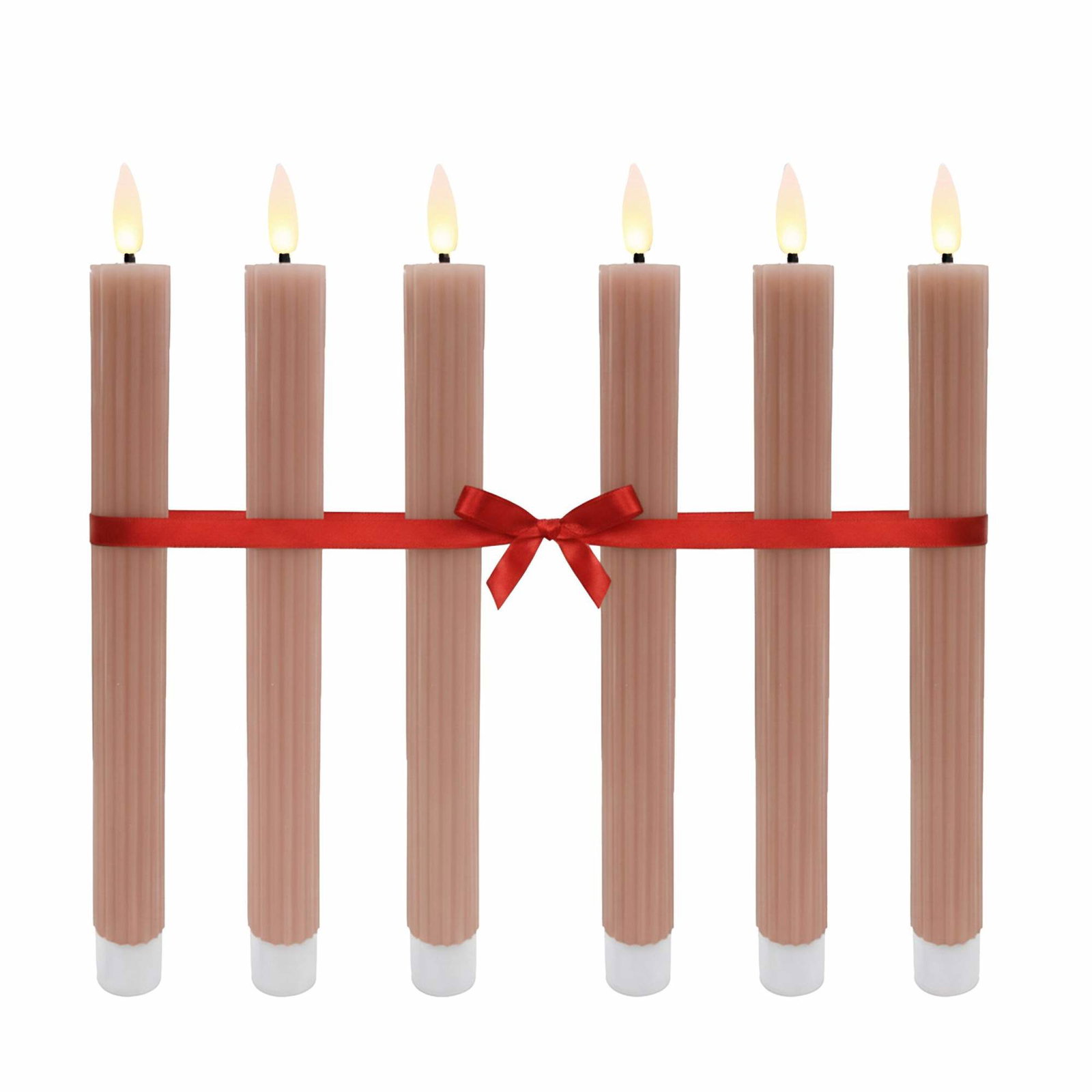 LED flammeløse keglelys, ægte voks, sæt med 6