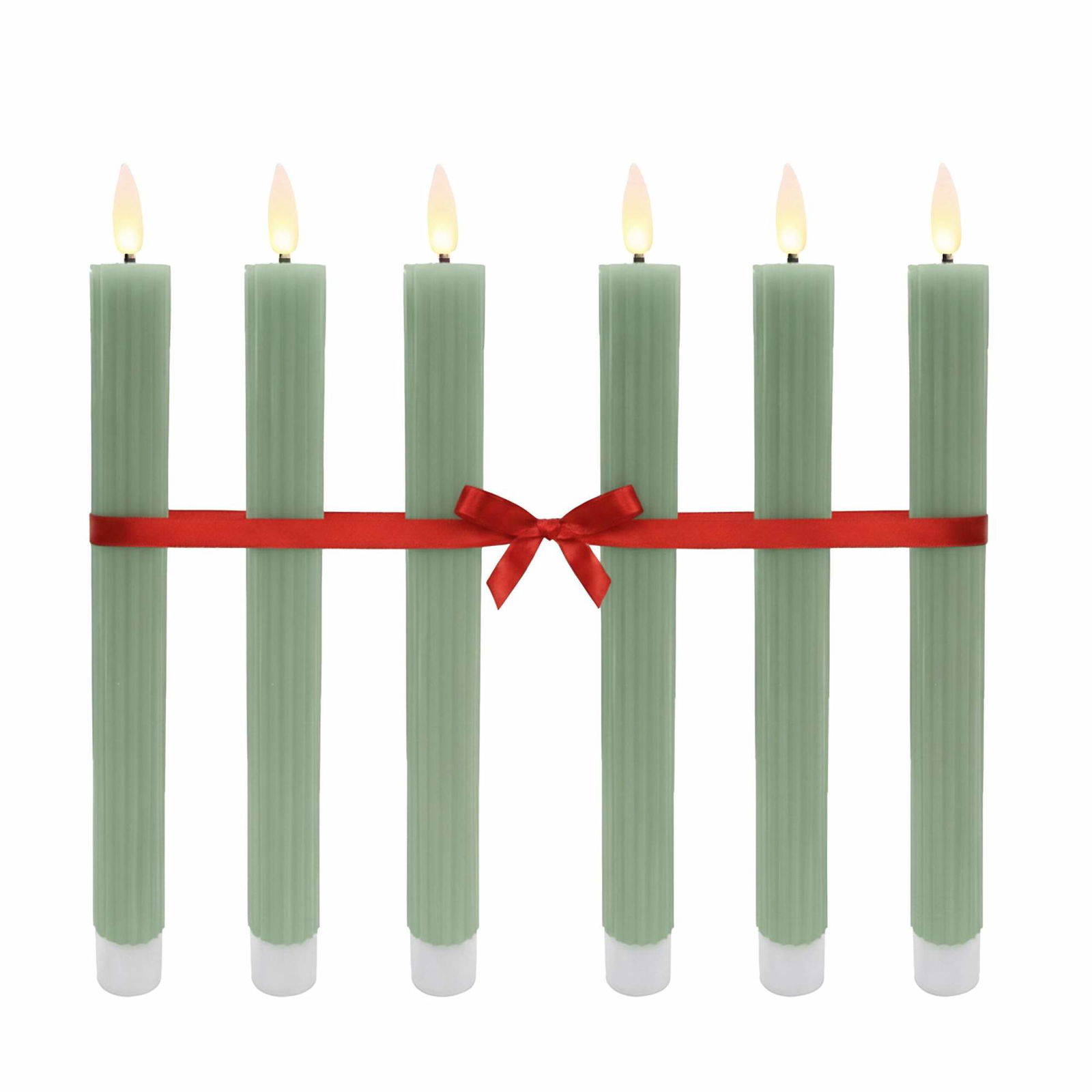 LED-koniske lys, flammeløse, ægte voks, sæt med 6