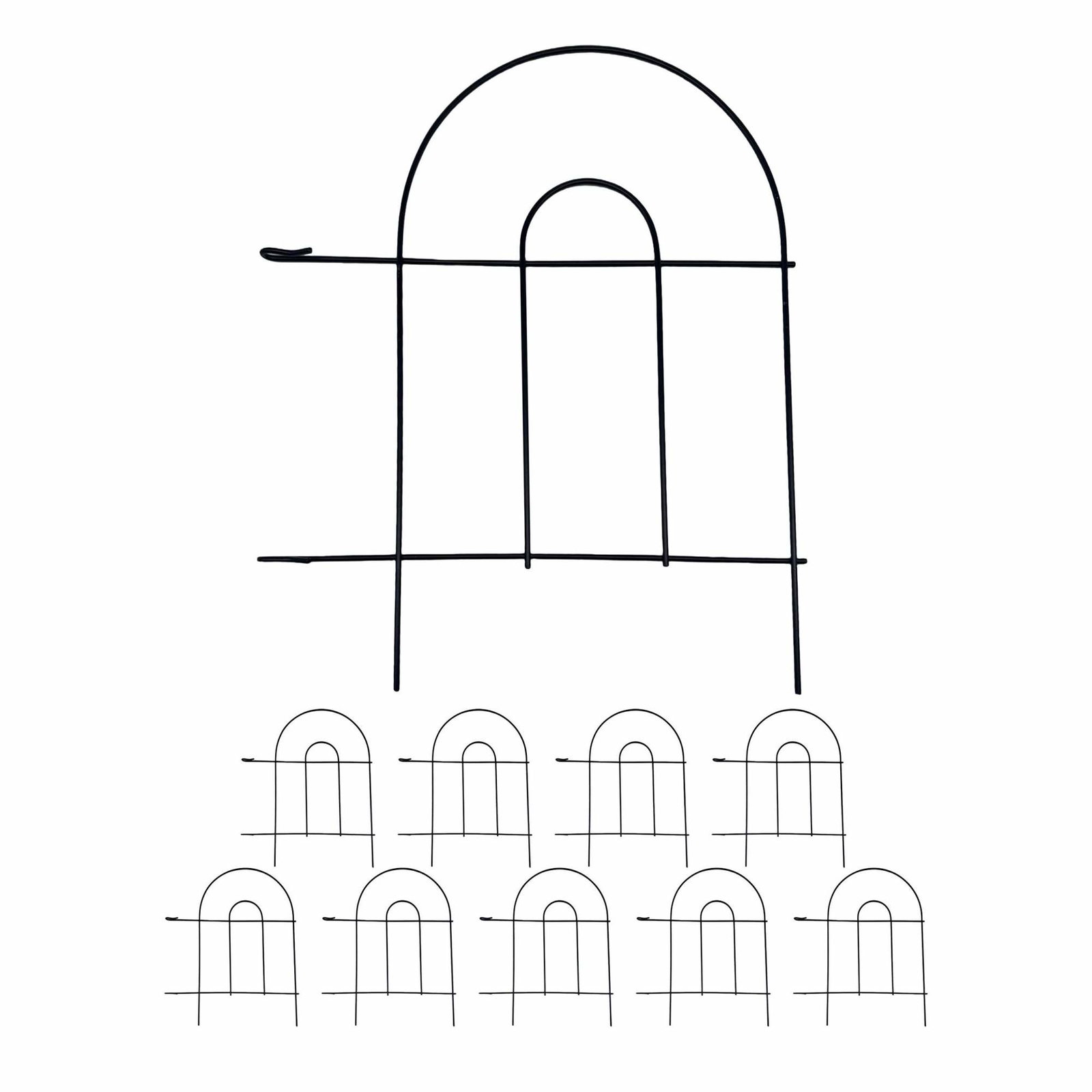 Metallstaket, klassisk bågdesign, set med 10 delar | Hem & Hobby | Pryloteket