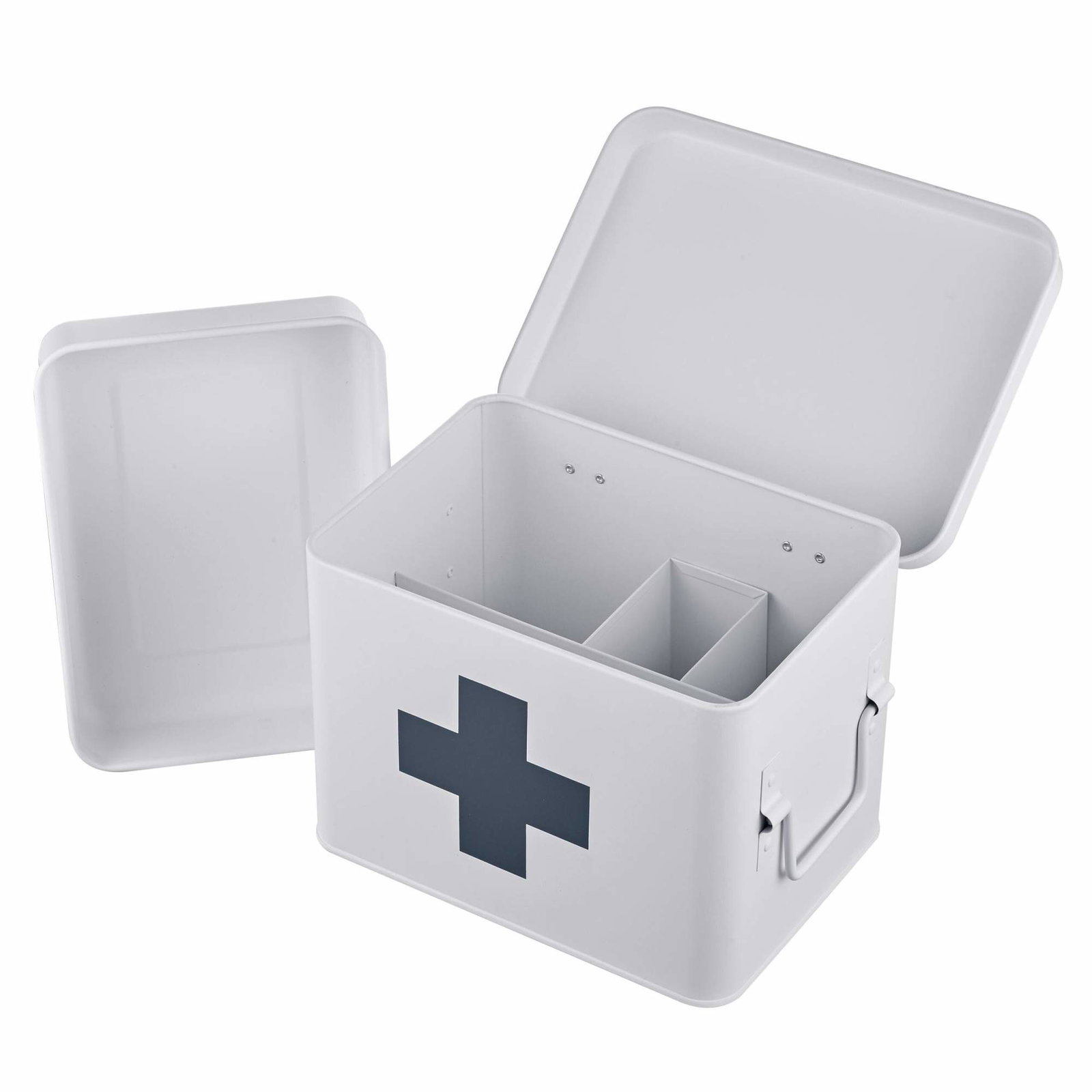 Förvaringslåda för medicin i metall – 4 fack, avtagbar insats | Hem & Hobby | Pryloteket