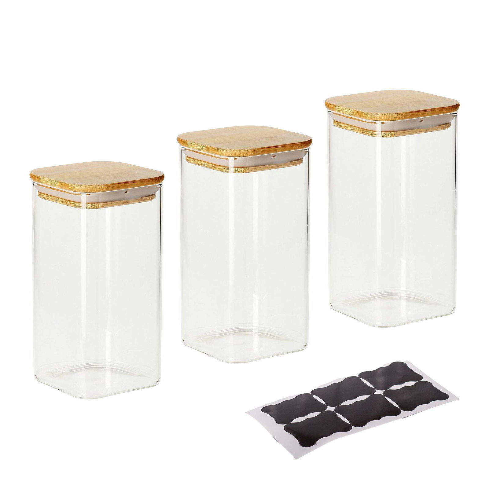 Förvaringsburkar i glas, bambulock, 1500 ml, set om 3 | Hem & Hobby | Pryloteket