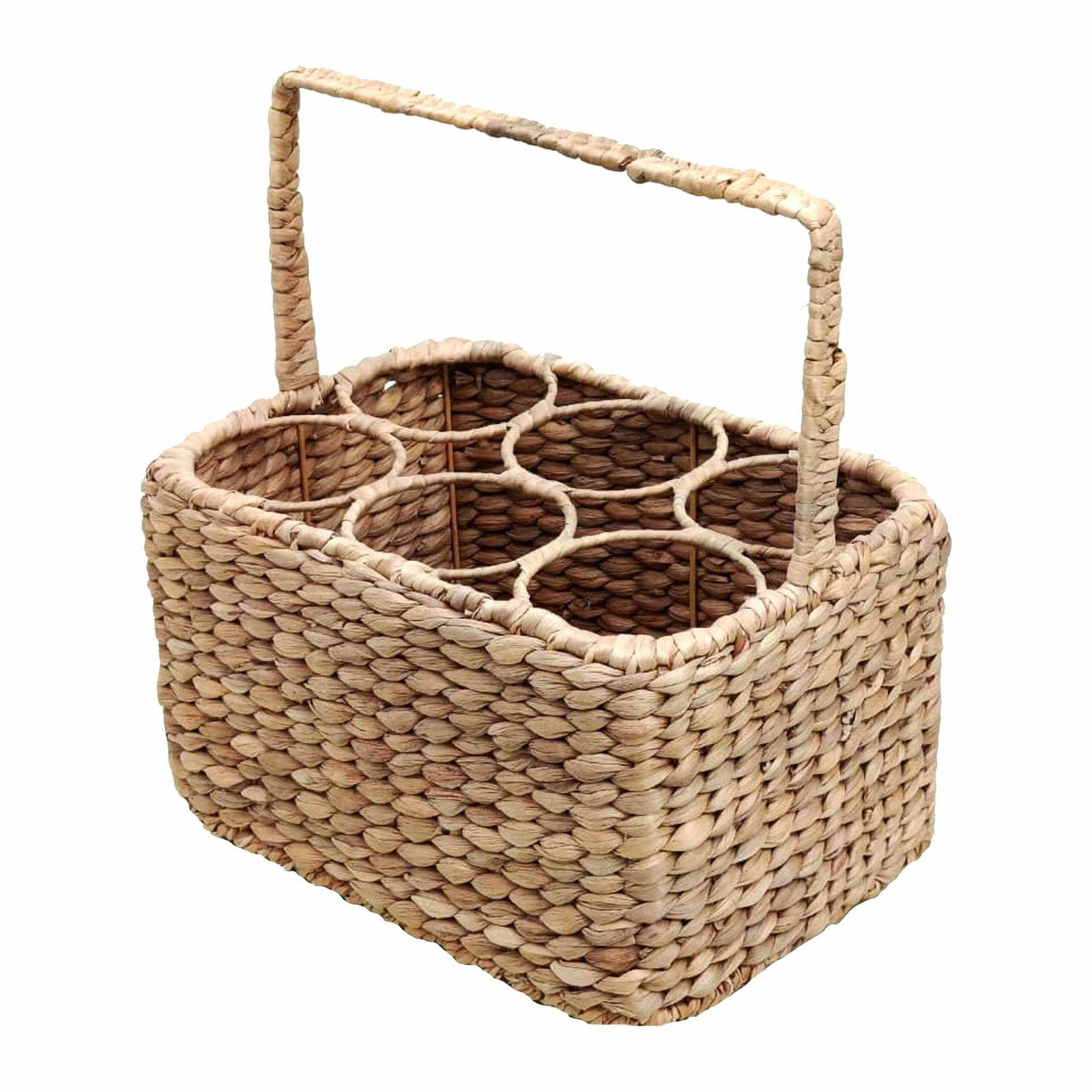 Vävd vattenhyacintbärare med 6 flaskor – redo för picknick | Hem & Hobby | Pryloteket