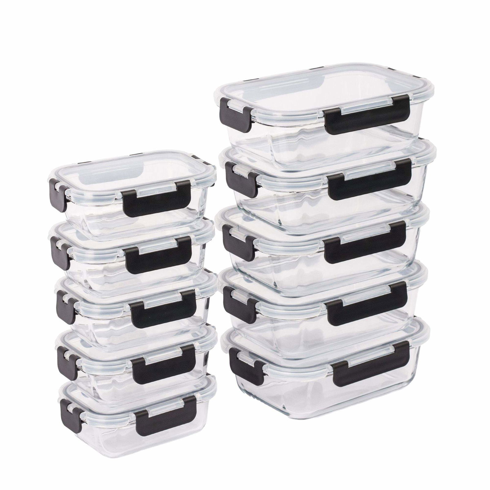 Lækagesikre glasbeholdere – 10 dele, lufttætte låg