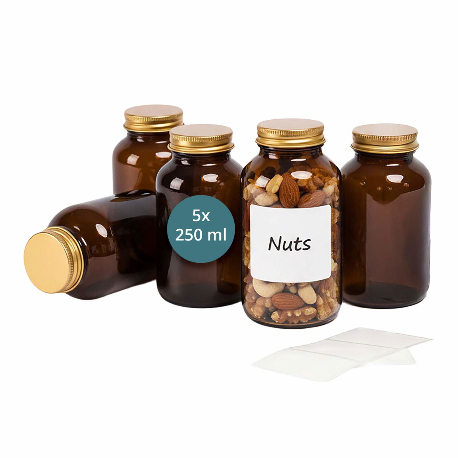 Bärnstensfärgade glasburkar, 250 ml, 5-pack – UV-skydd | Hem & Hobby | Pryloteket